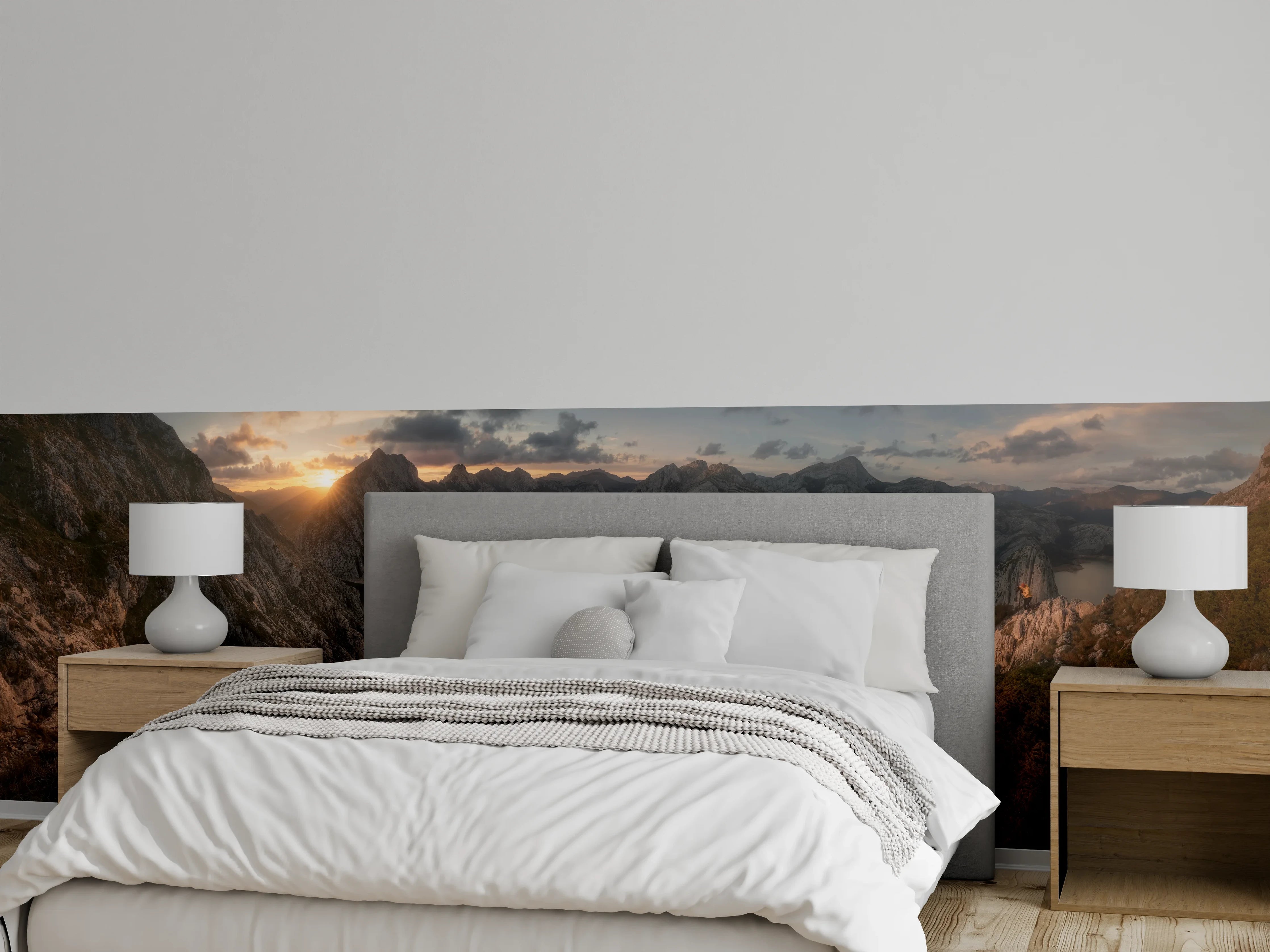 Wandverkleidung Schlafzimmer - Bergsee Sonnenuntergang Panorama Natur