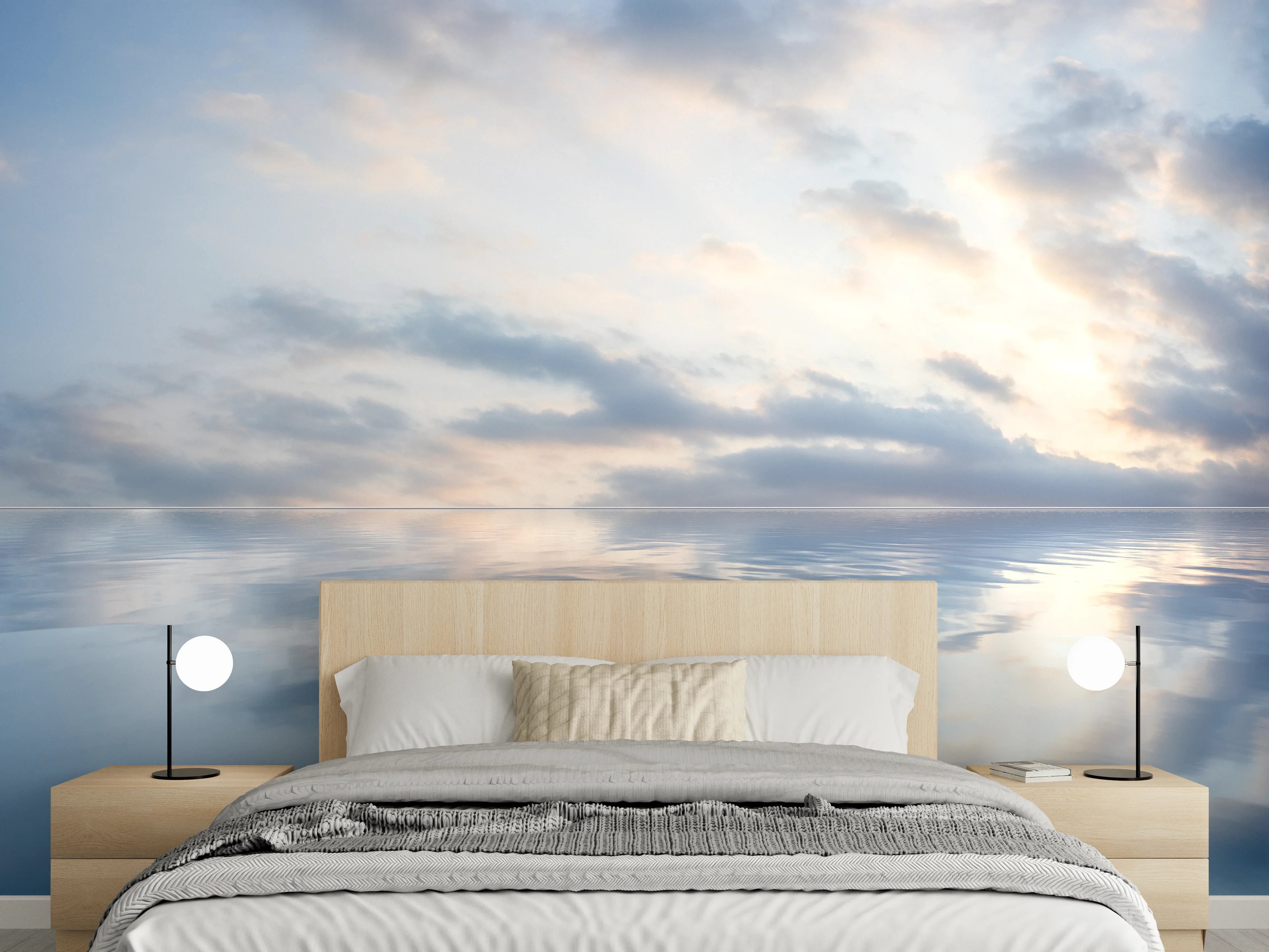 Wandverkleidung Schlafzimmer - Beruhigende Himmelsspiegelung Panorama