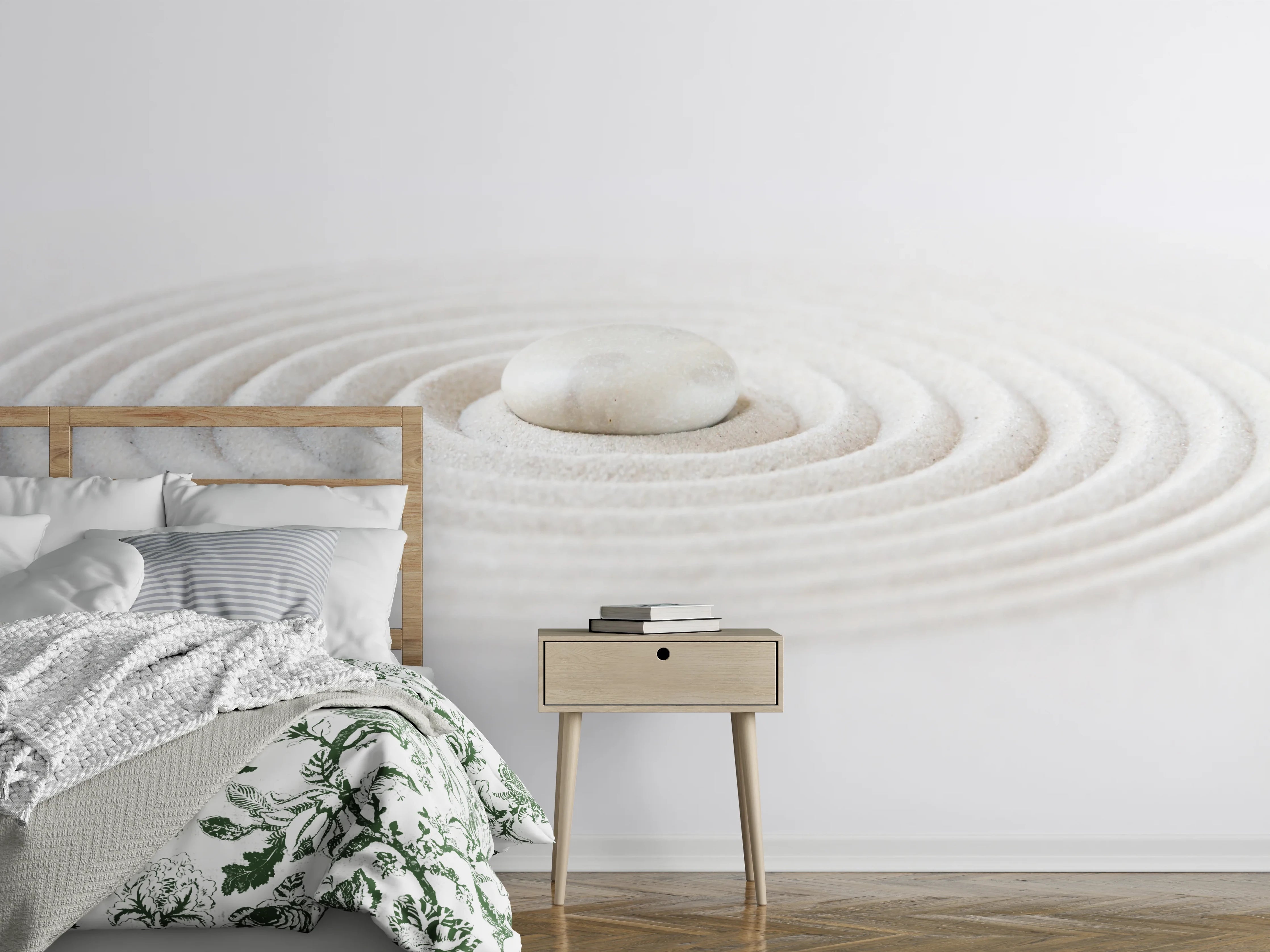 Wandverkleidung Schlafzimmer - Beruhigender Zen-Garten mit Sandstein