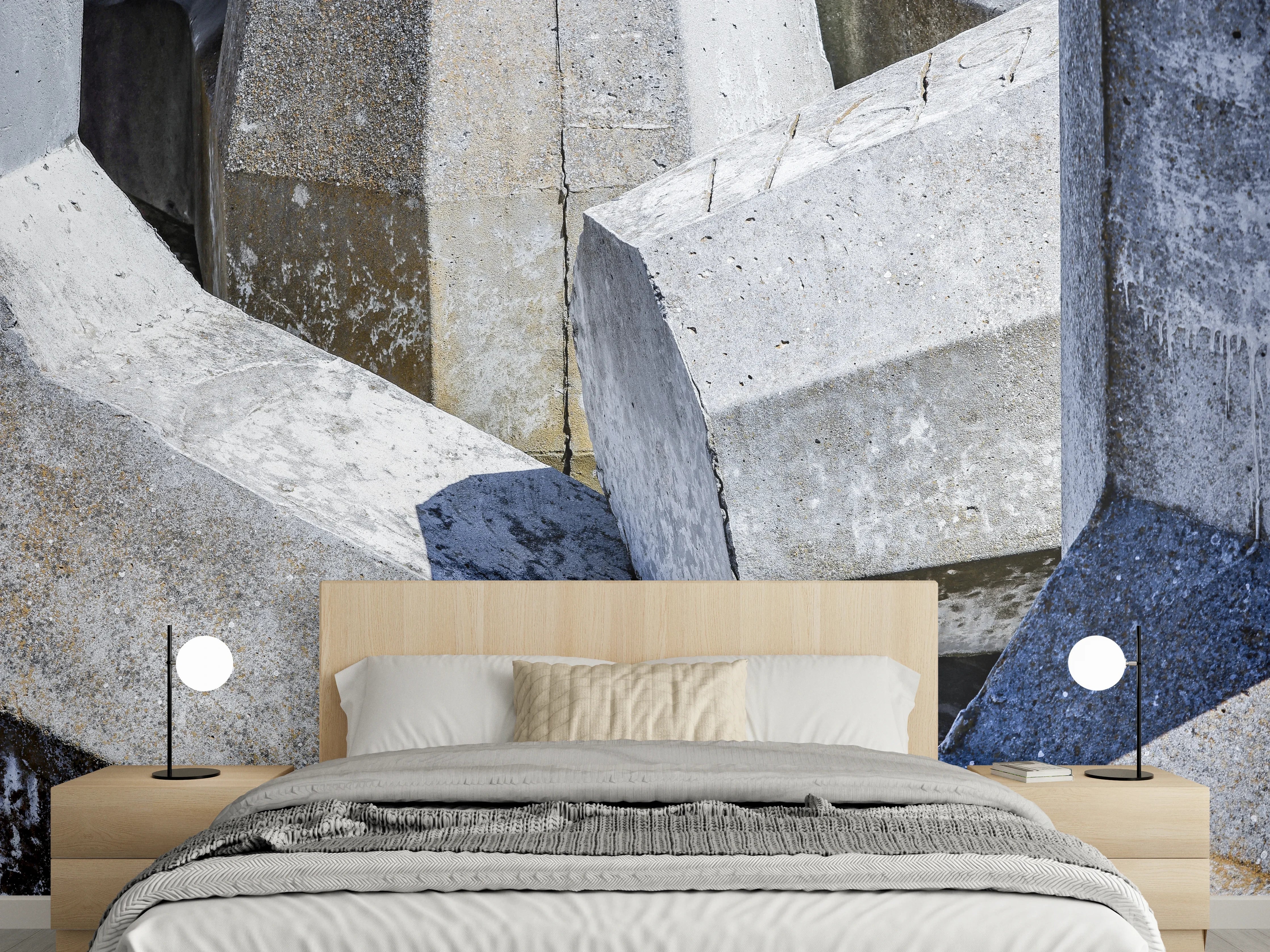 Wandverkleidung Schlafzimmer - Betonblöcke Struktur – moderne Wandoptik