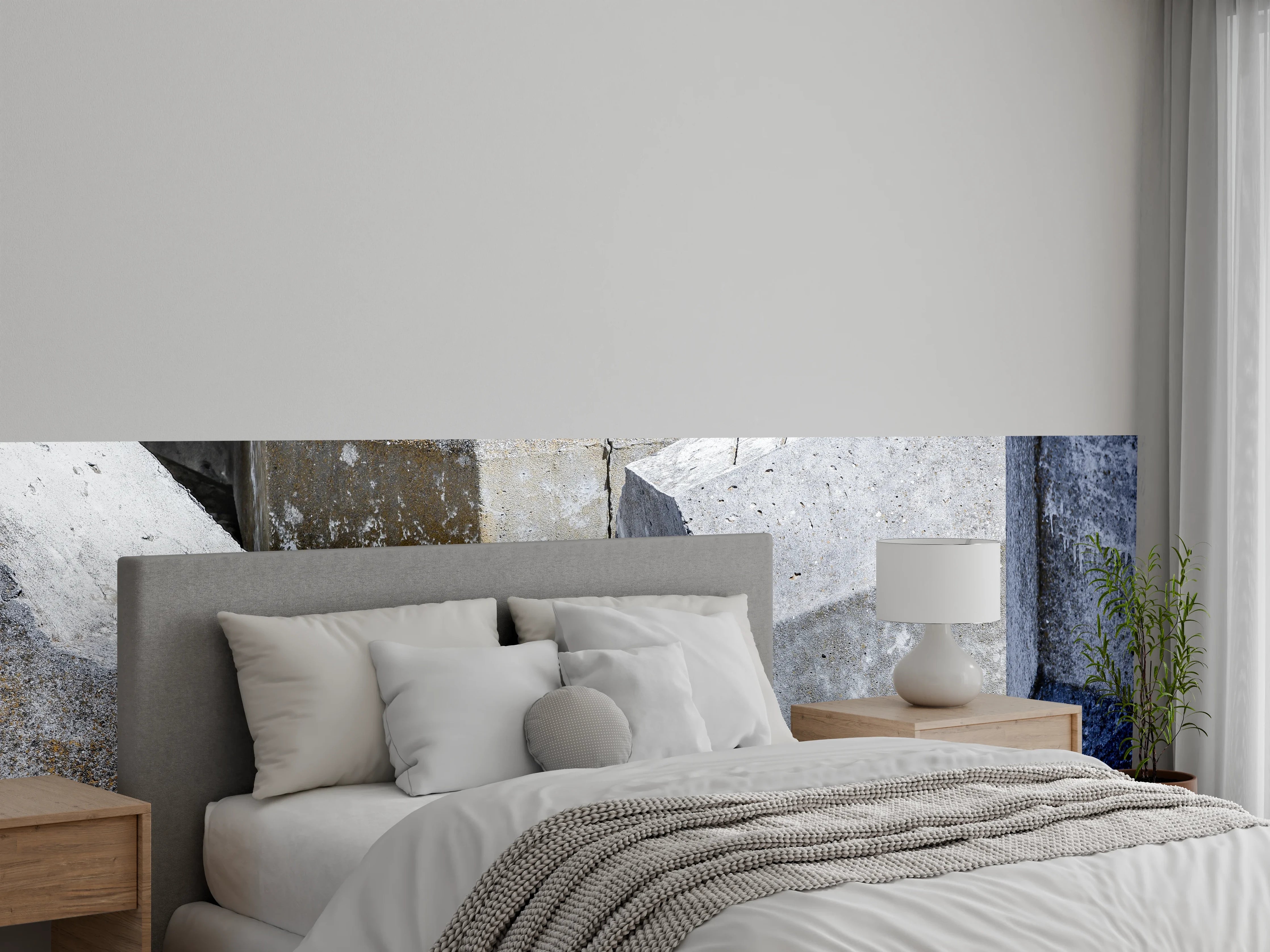 Wandverkleidung Schlafzimmer - Betonblöcke Struktur – moderne Wandoptik