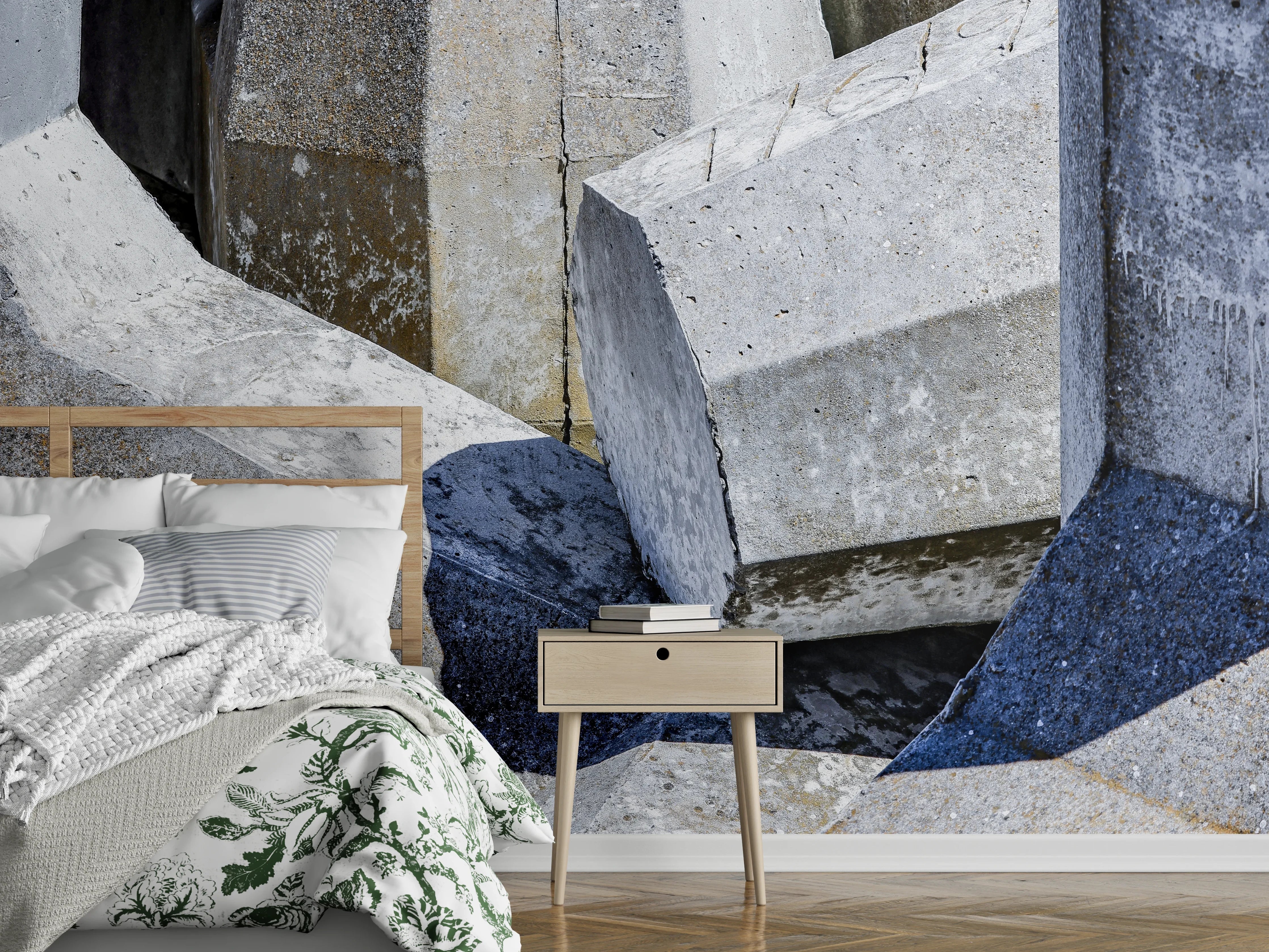 Wandverkleidung Schlafzimmer - Betonblöcke Struktur – moderne Wandoptik