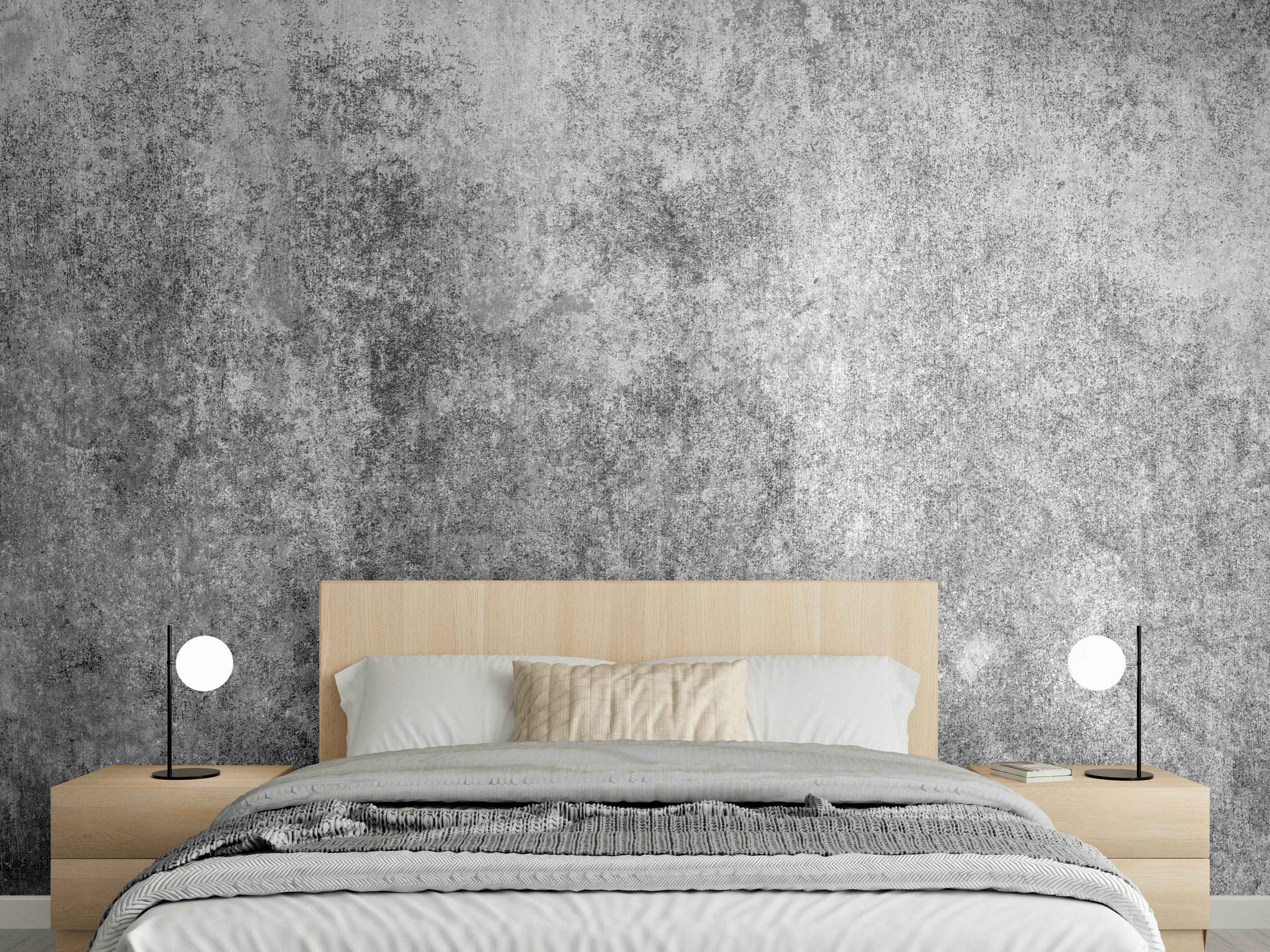 Wandverkleidung Schlafzimmer - Betonoptik in Grau: Moderner Wand-Look