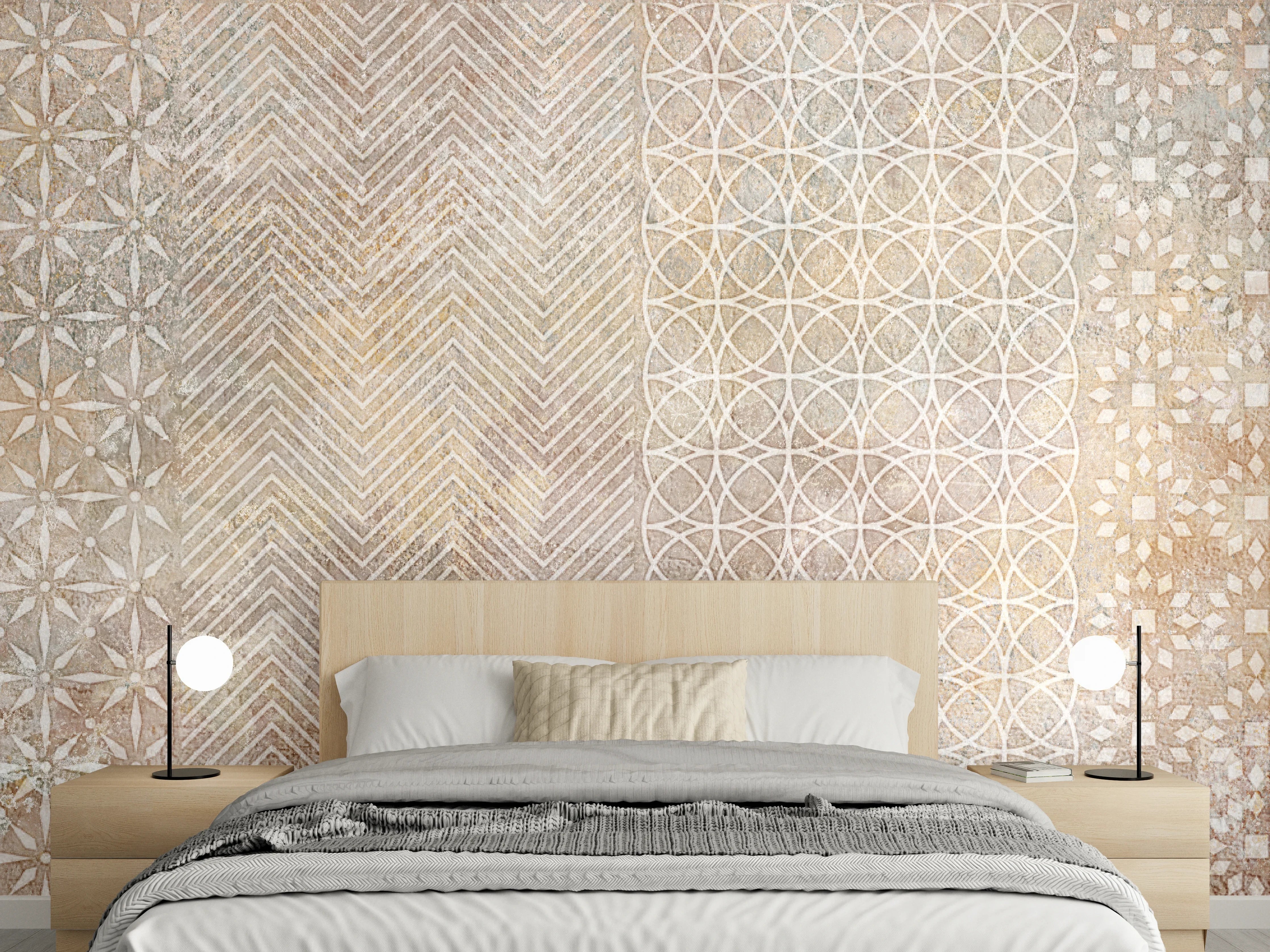 Wandverkleidung Schlafzimmer - Betonstein Mosaikfliesen Zement