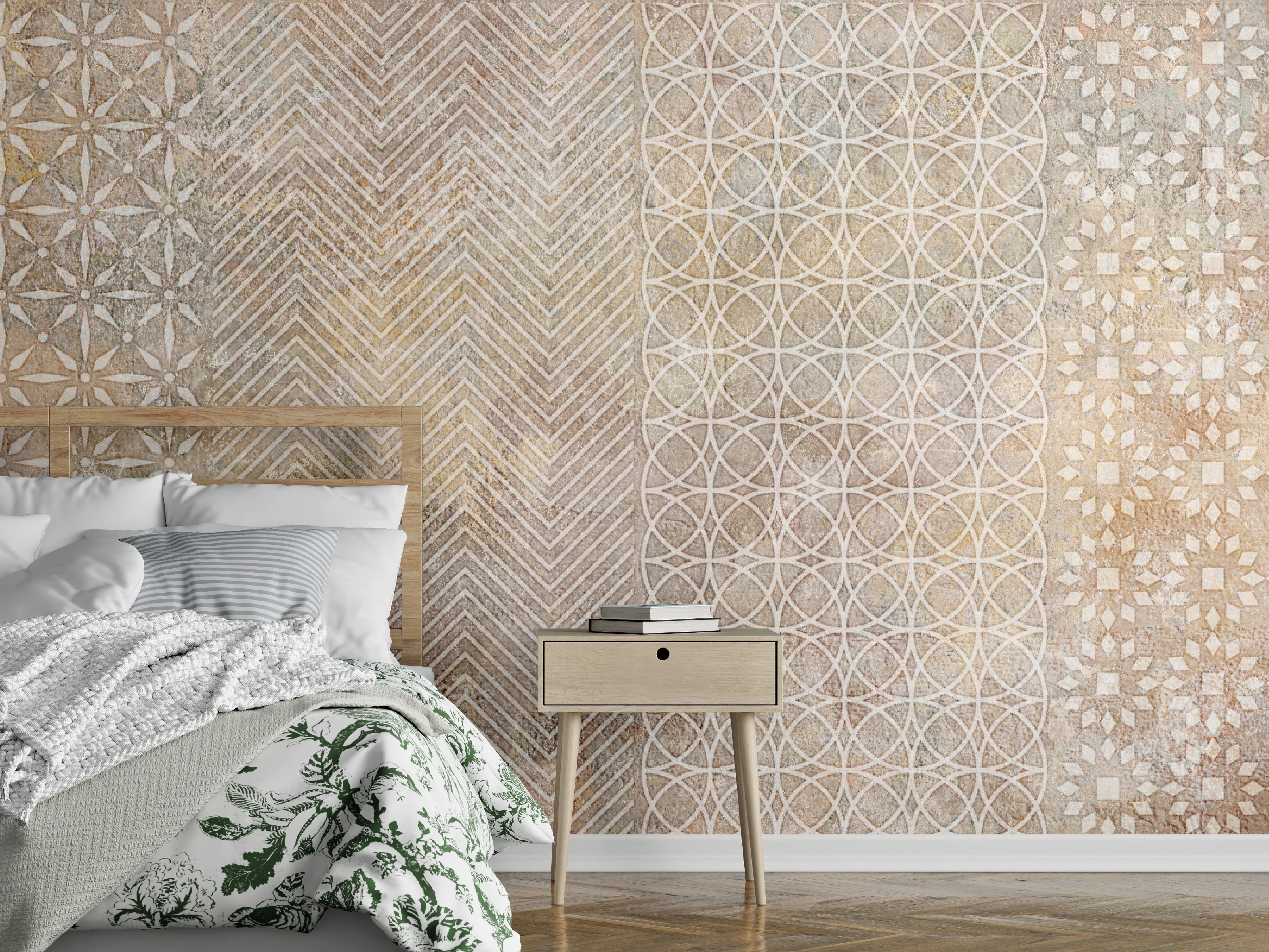 Wandverkleidung Schlafzimmer - Betonstein Mosaikfliesen Zement