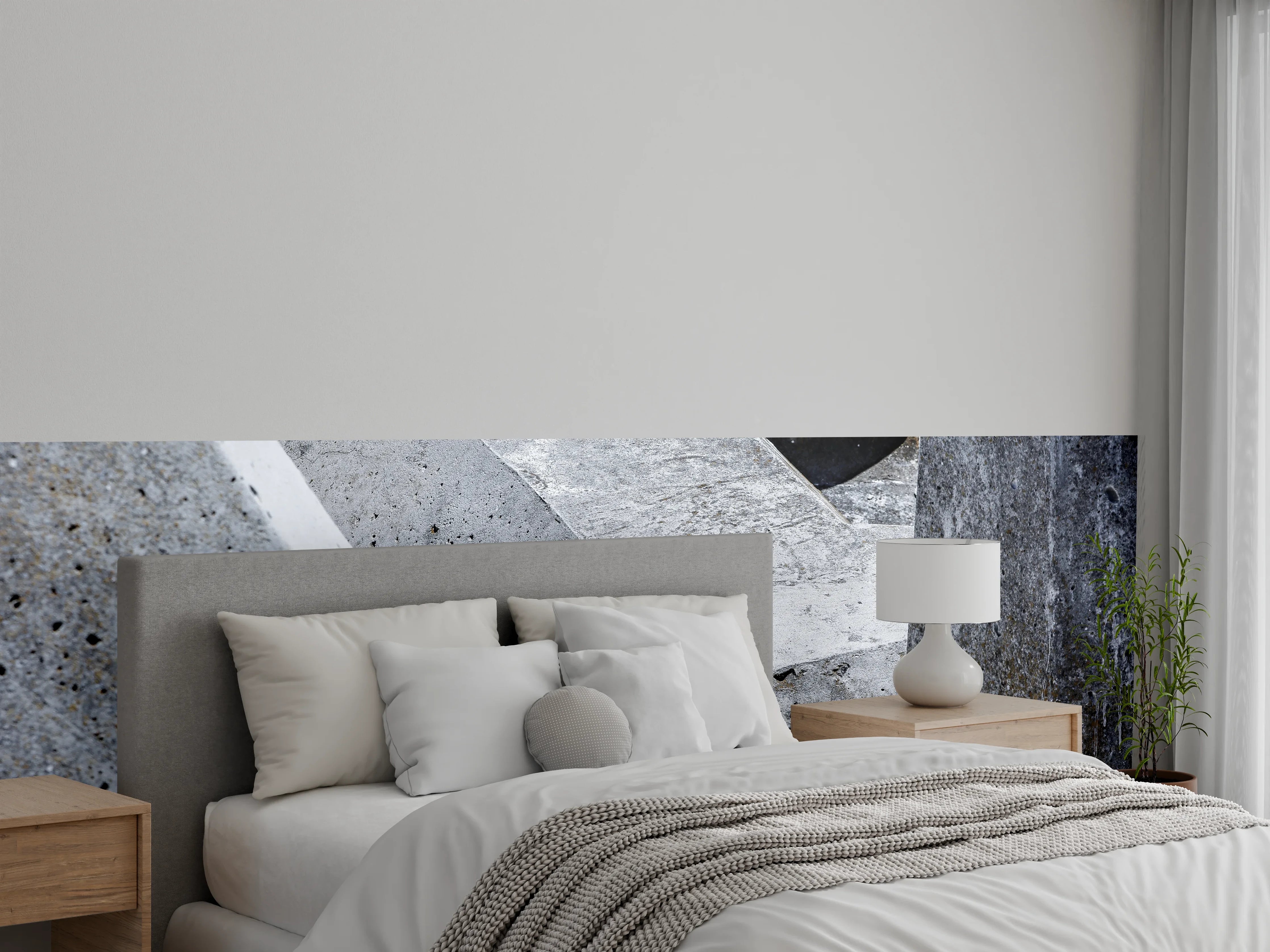 Wandverkleidung Schlafzimmer - Betonstelen abstrakt monochrom Wanddekor