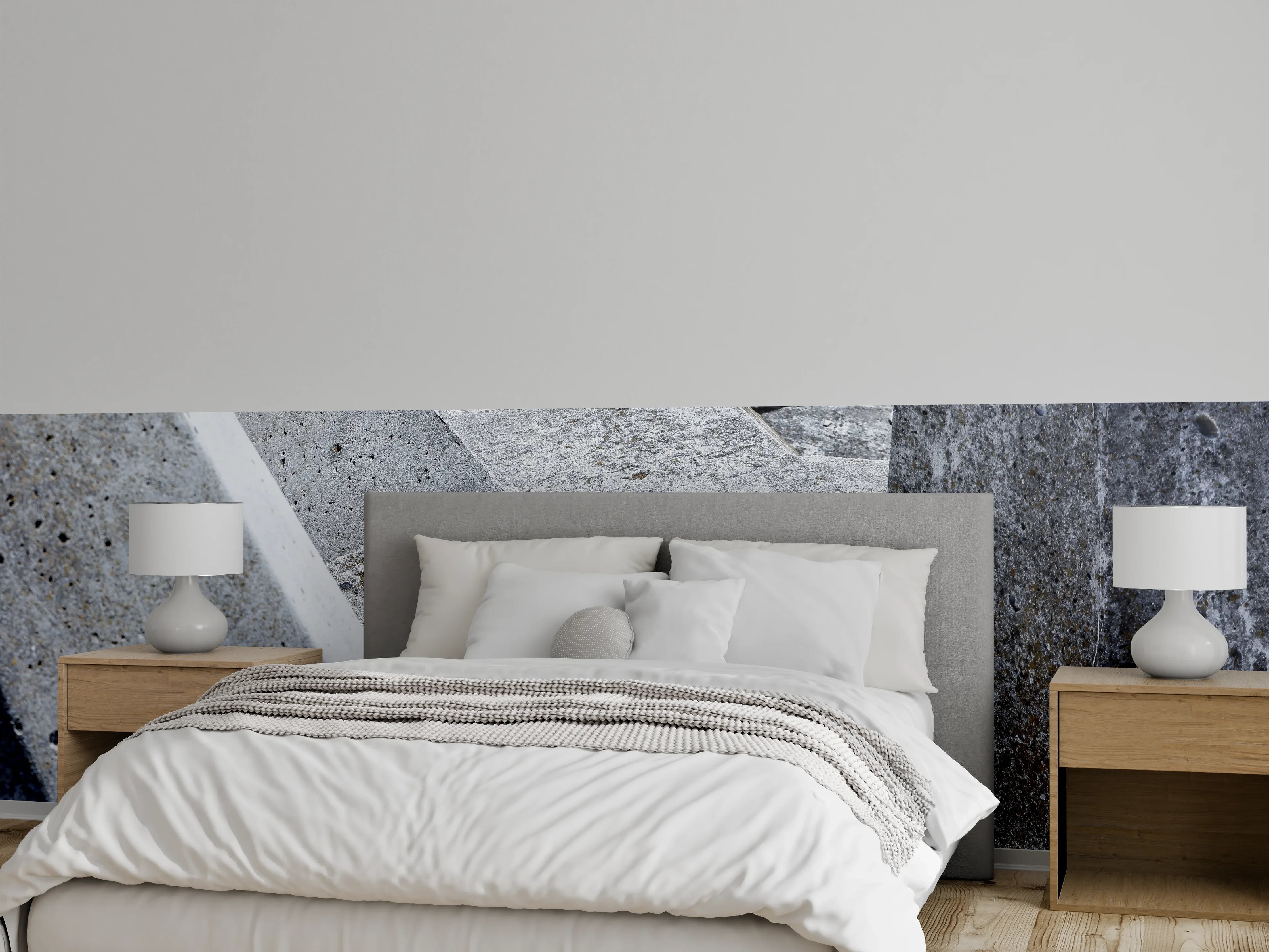 Wandverkleidung Schlafzimmer - Betonstelen abstrakt monochrom Wanddekor