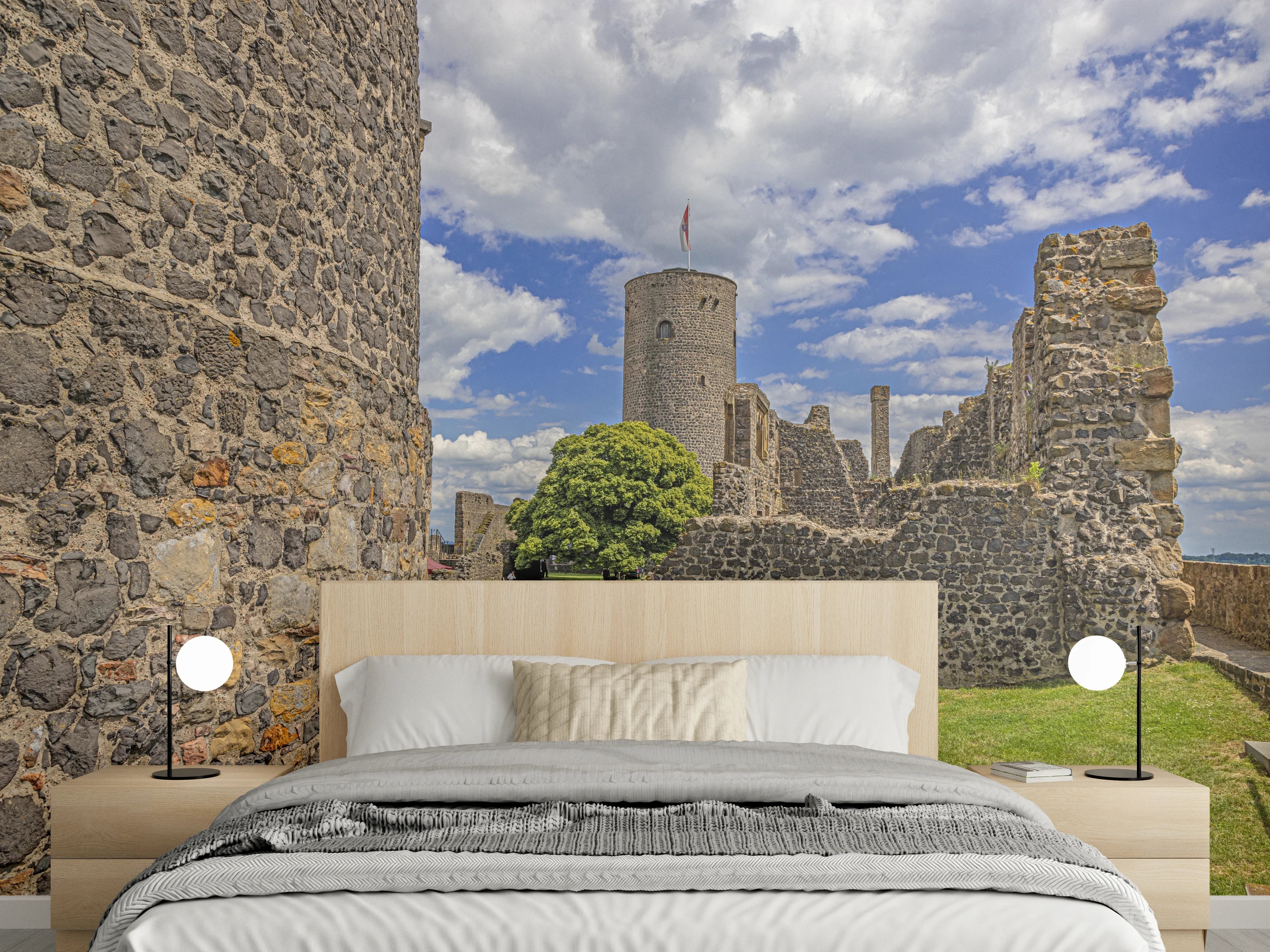 Wandverkleidung Schlafzimmer - Bild von der Burgruine Münzenberg in Hessen