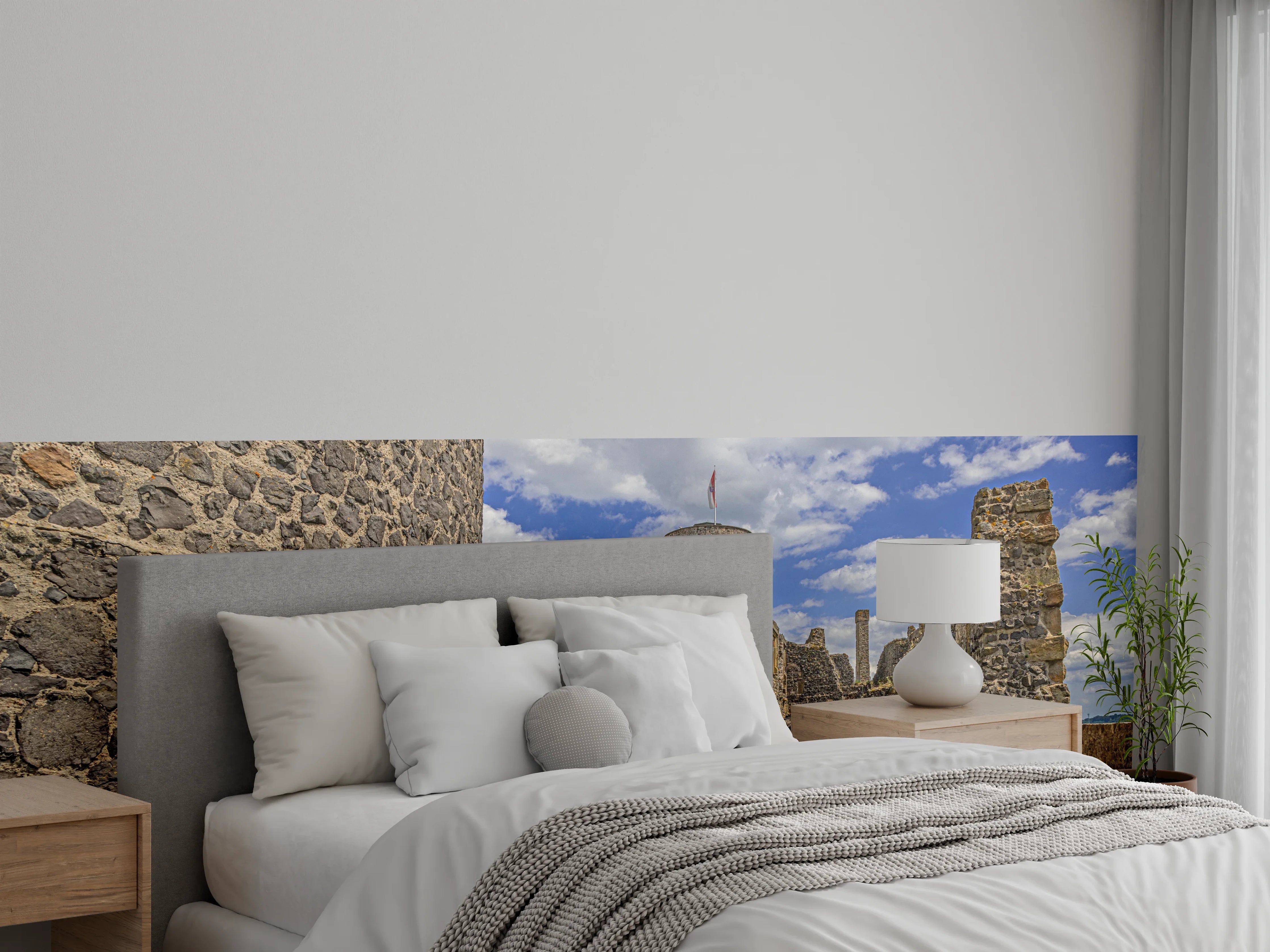 Wandverkleidung Schlafzimmer - Bild von der Burgruine Münzenberg in Hessen