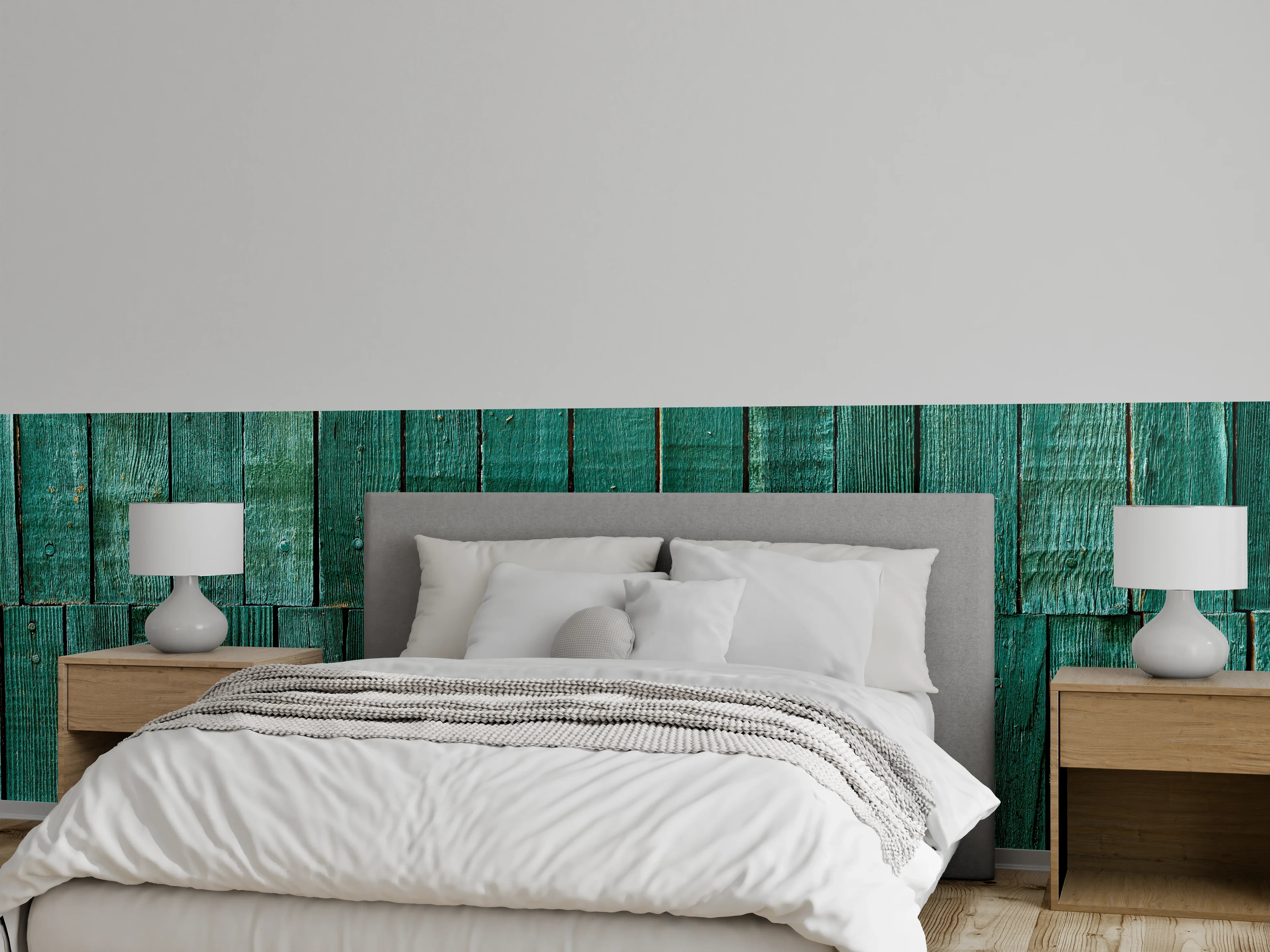 Wandverkleidung Schlafzimmer - Bläuliche Holzbretter