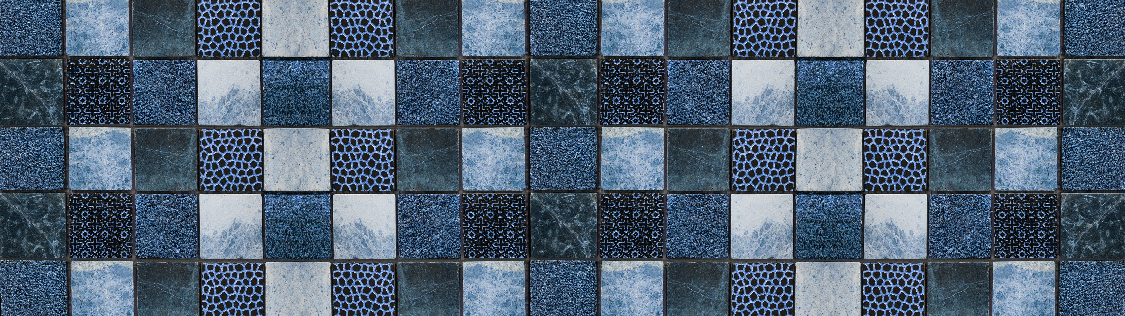 Wandverkleidung Schlafzimmer-Bläuliche quadratische Mosaiktextur