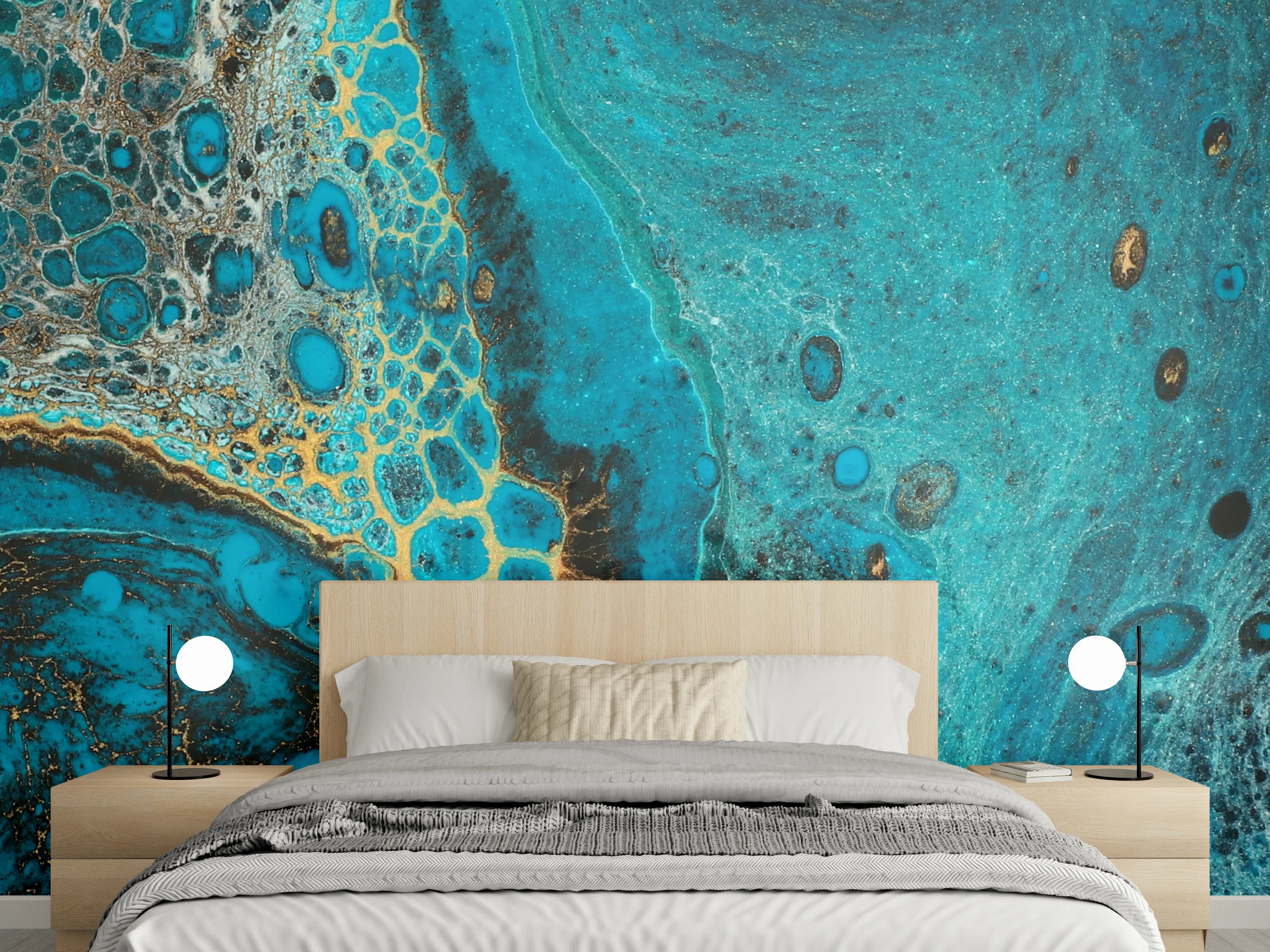 Wandverkleidung Schlafzimmer - Bläulicher Marmor