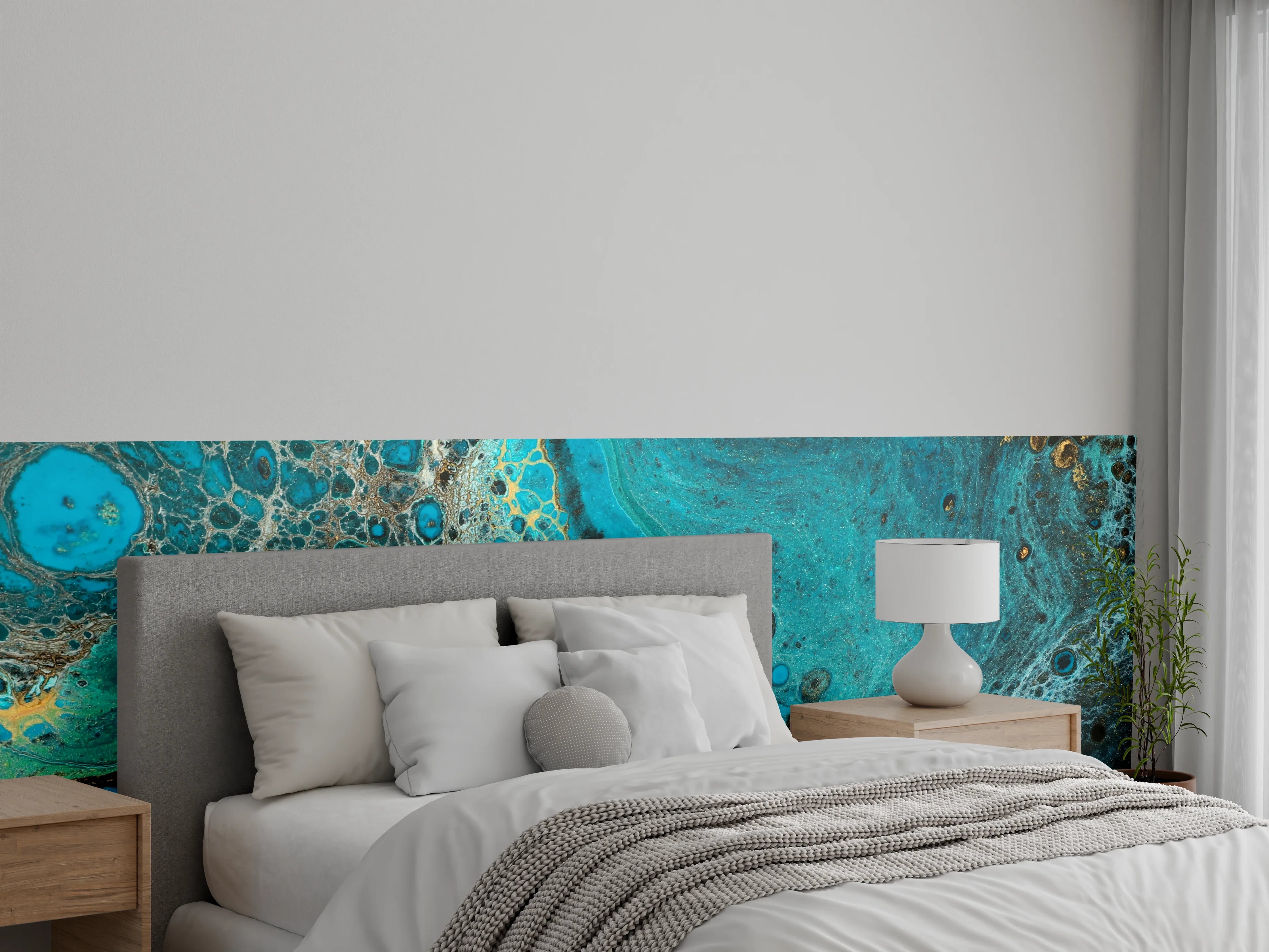 Wandverkleidung Schlafzimmer - Bläulicher Marmor