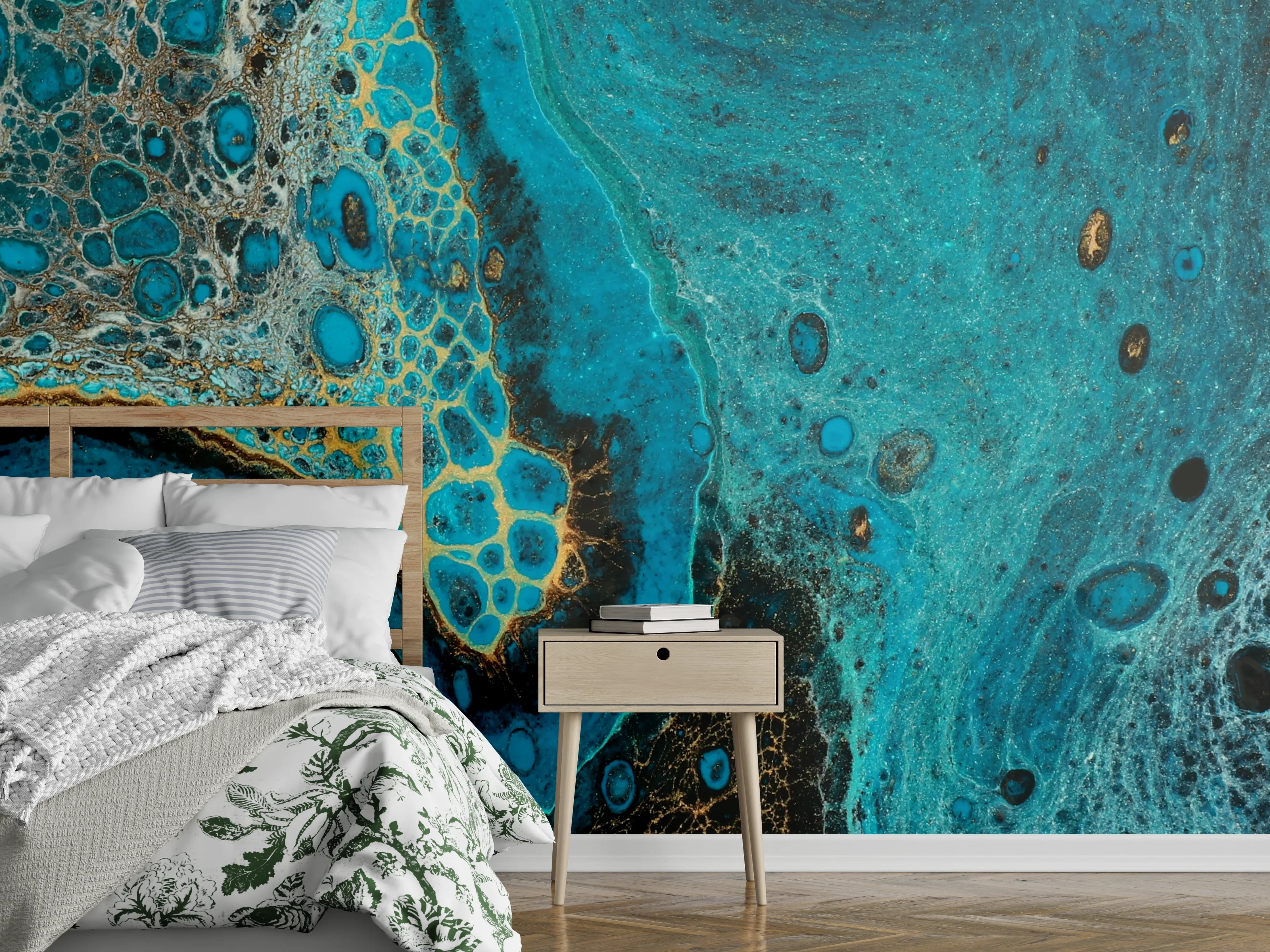 Wandverkleidung Schlafzimmer - Bläulicher Marmor