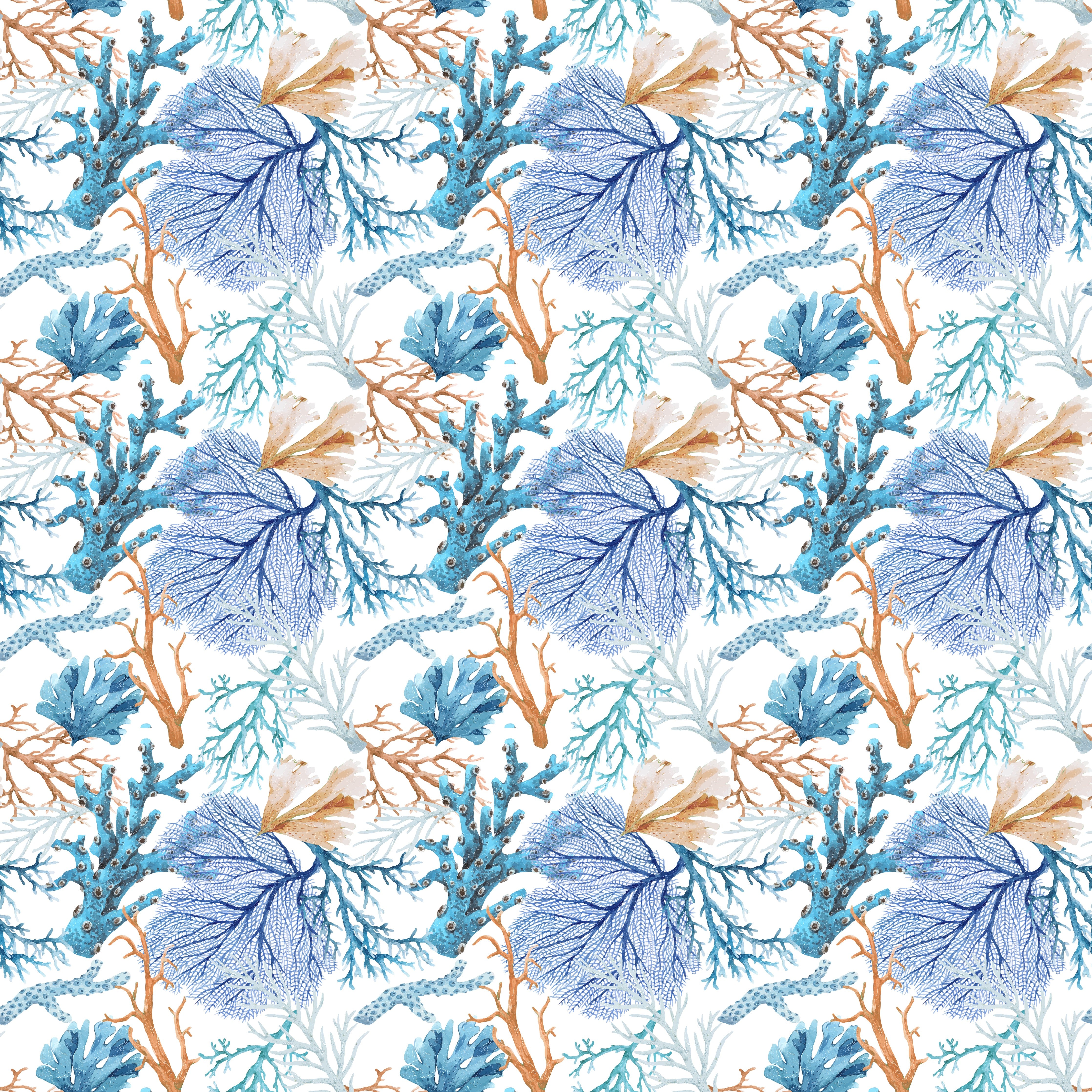 Wandverkleidung Schlafzimmer-Blau-Beige Korallenmuster