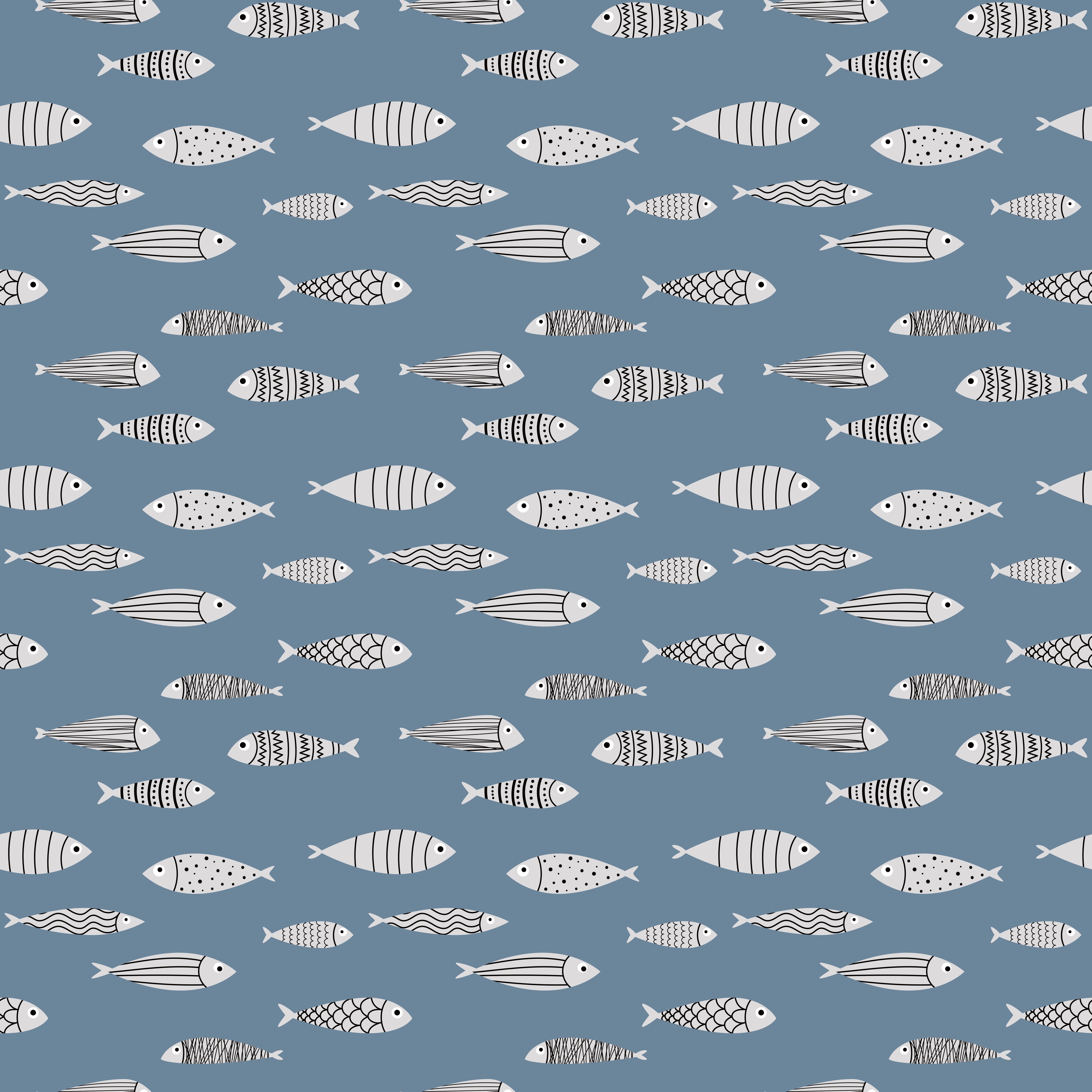 Wandverkleidung Schlafzimmer-Blau-Weiß Fischmuster