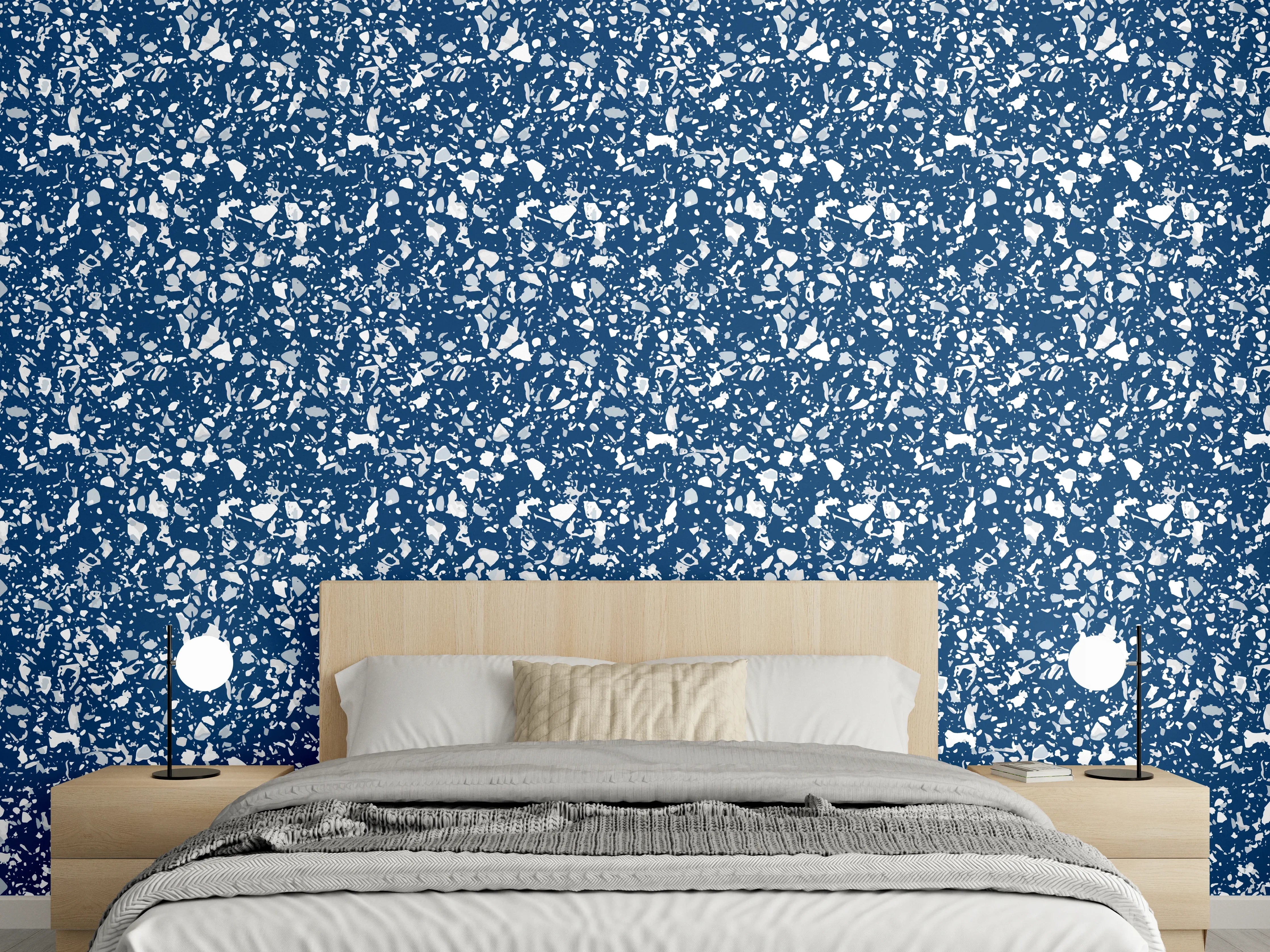 Wandverkleidung Schlafzimmer - Blaue Glitter-Textur mit funkelndem Effekt