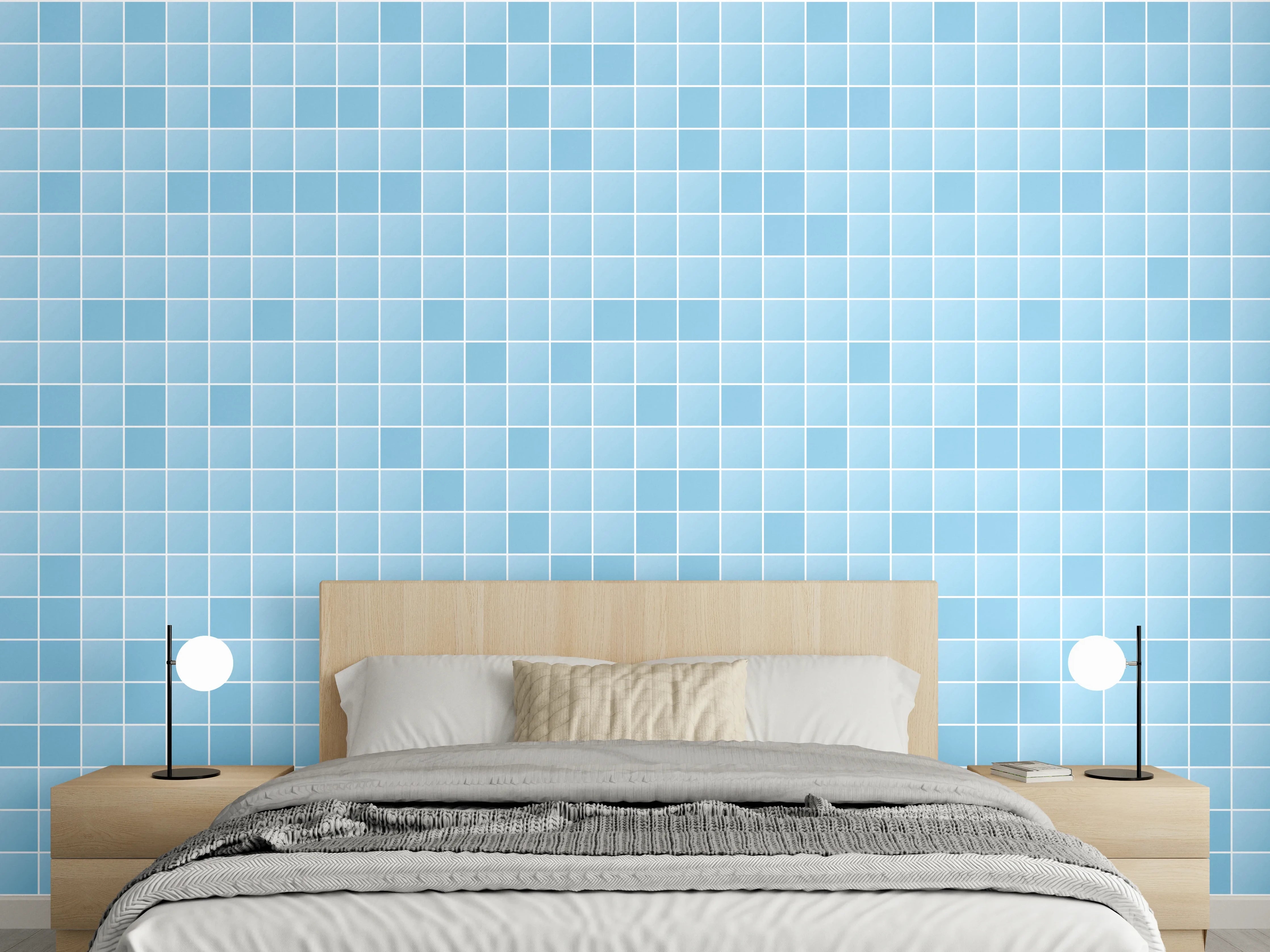 Wandverkleidung Schlafzimmer - Blaue Mosaikfliesen für modernes Ambiente
