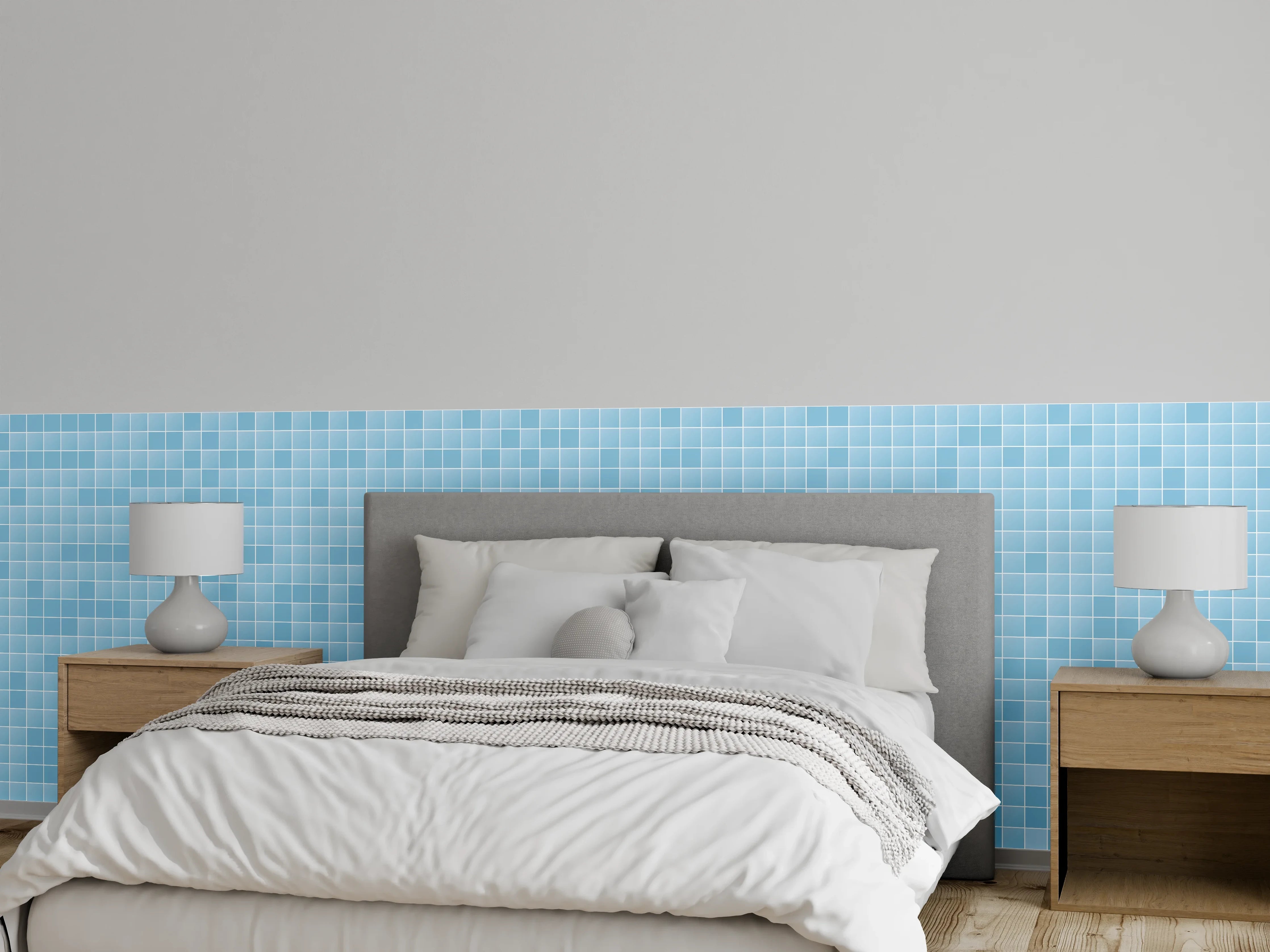 Wandverkleidung Schlafzimmer - Blaue Mosaikfliesen für modernes Ambiente