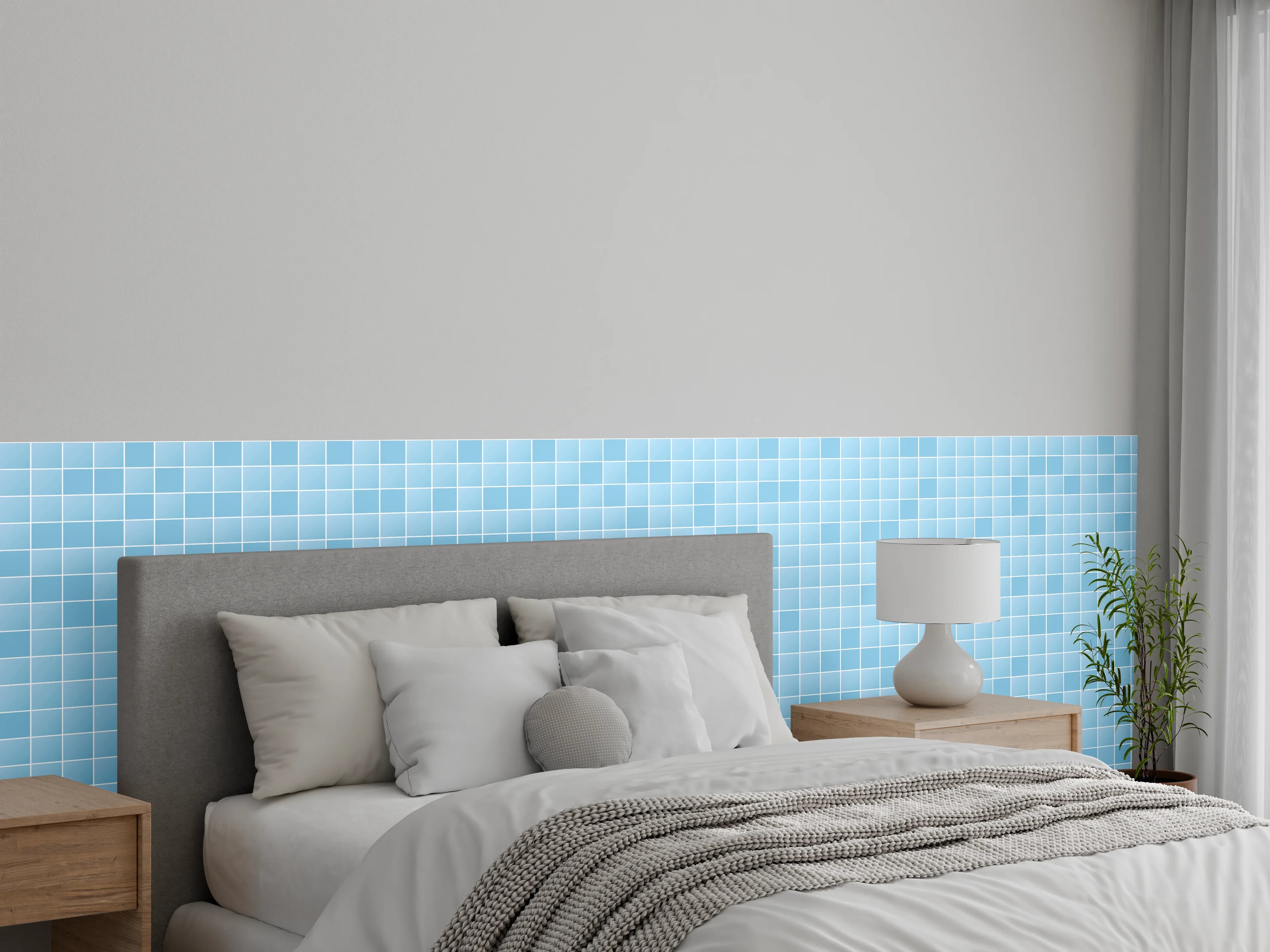 Wandverkleidung Schlafzimmer - Blaue Musterstruktur
