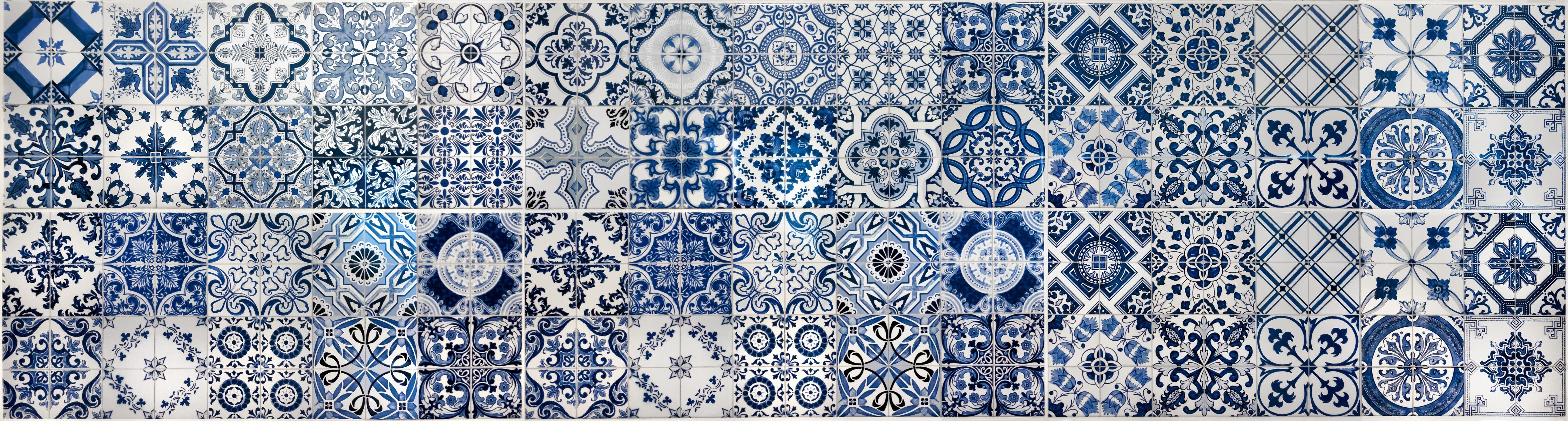 Wandverkleidung Schlafzimmer-Blaue portugiesische Azulejo-Fliesen