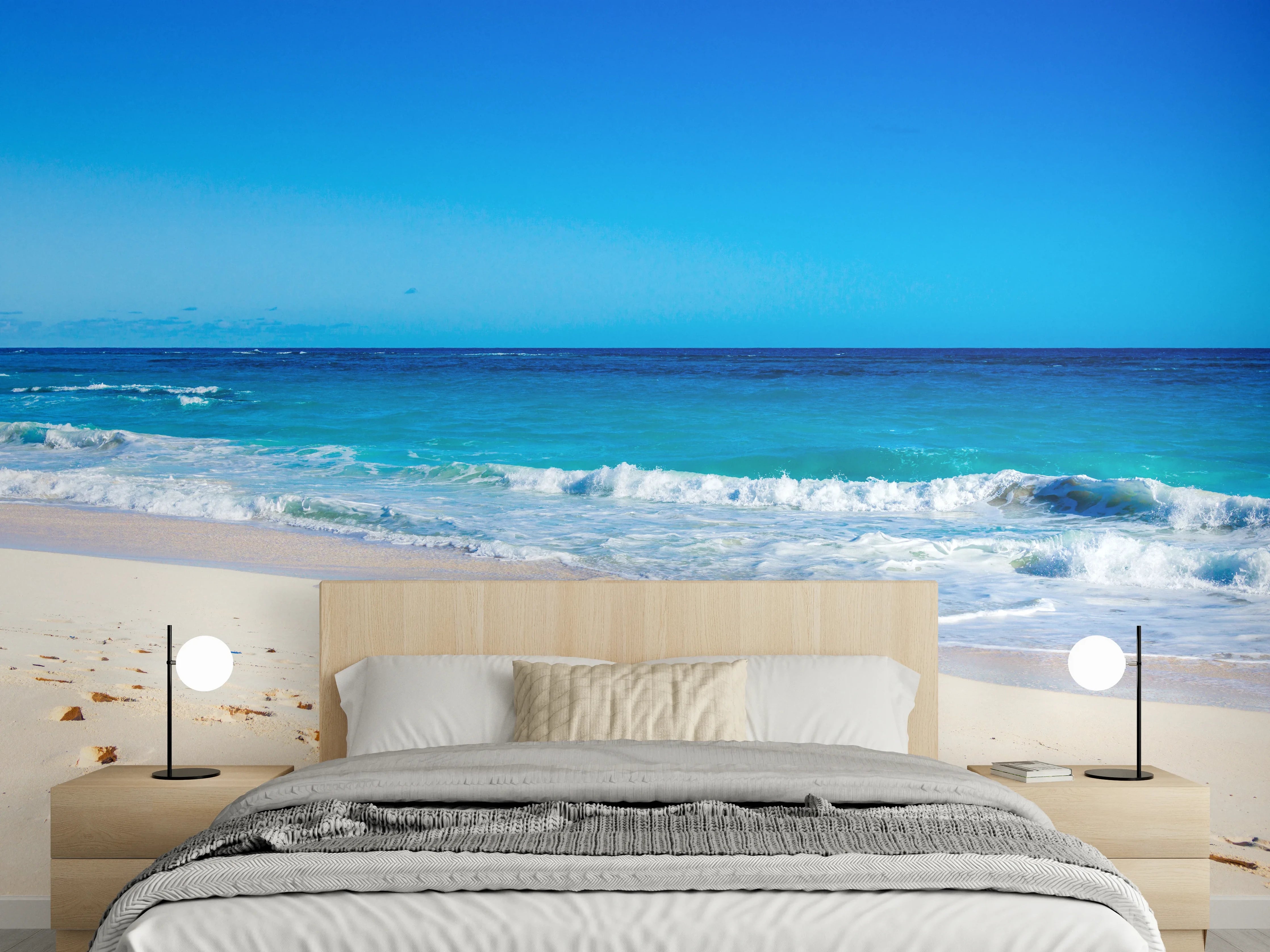 Wandverkleidung Schlafzimmer - Blauer Himmel über sonnigem Strand