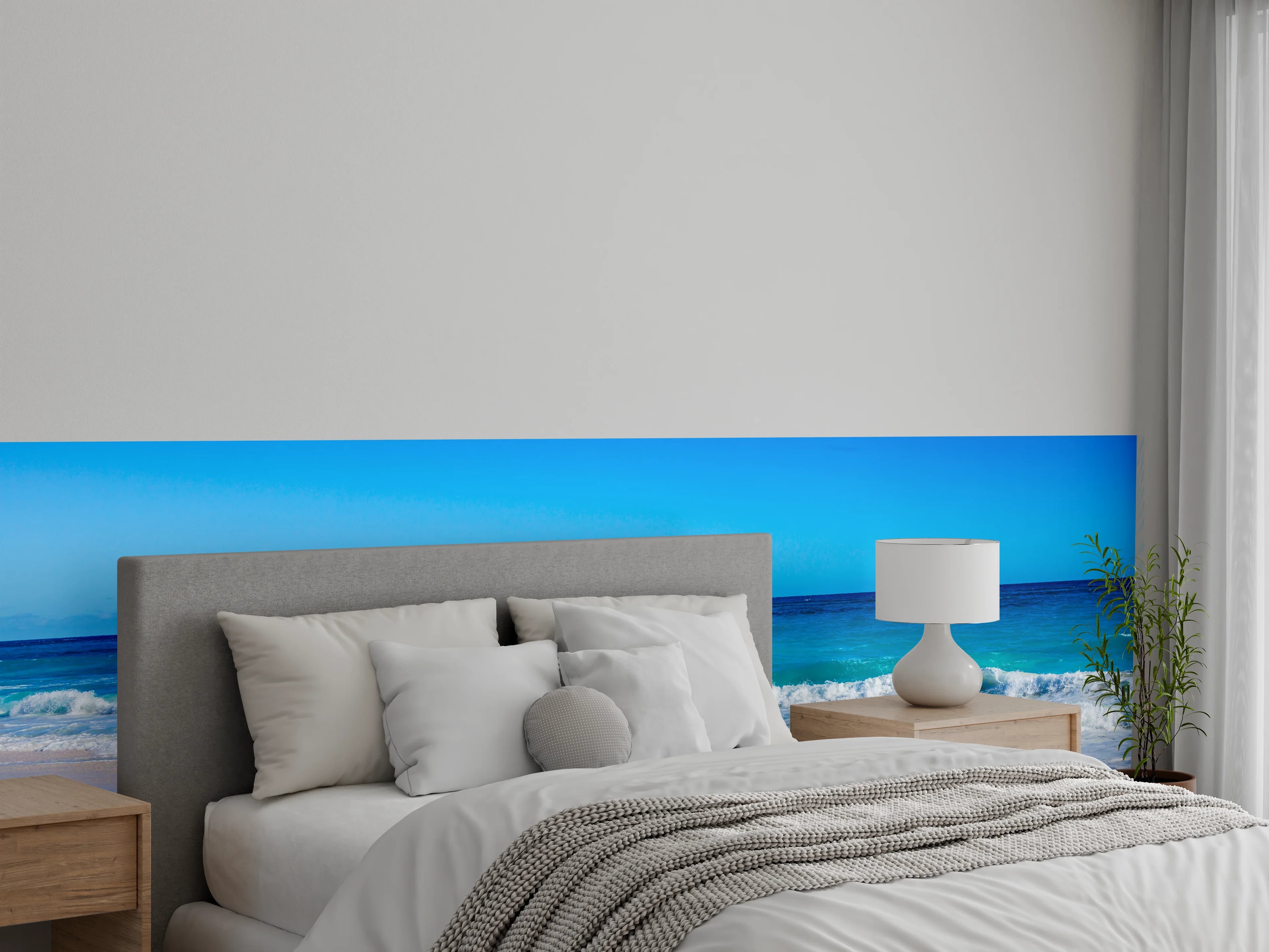 Wandverkleidung Schlafzimmer - Blauer Himmel über sonnigem Strand