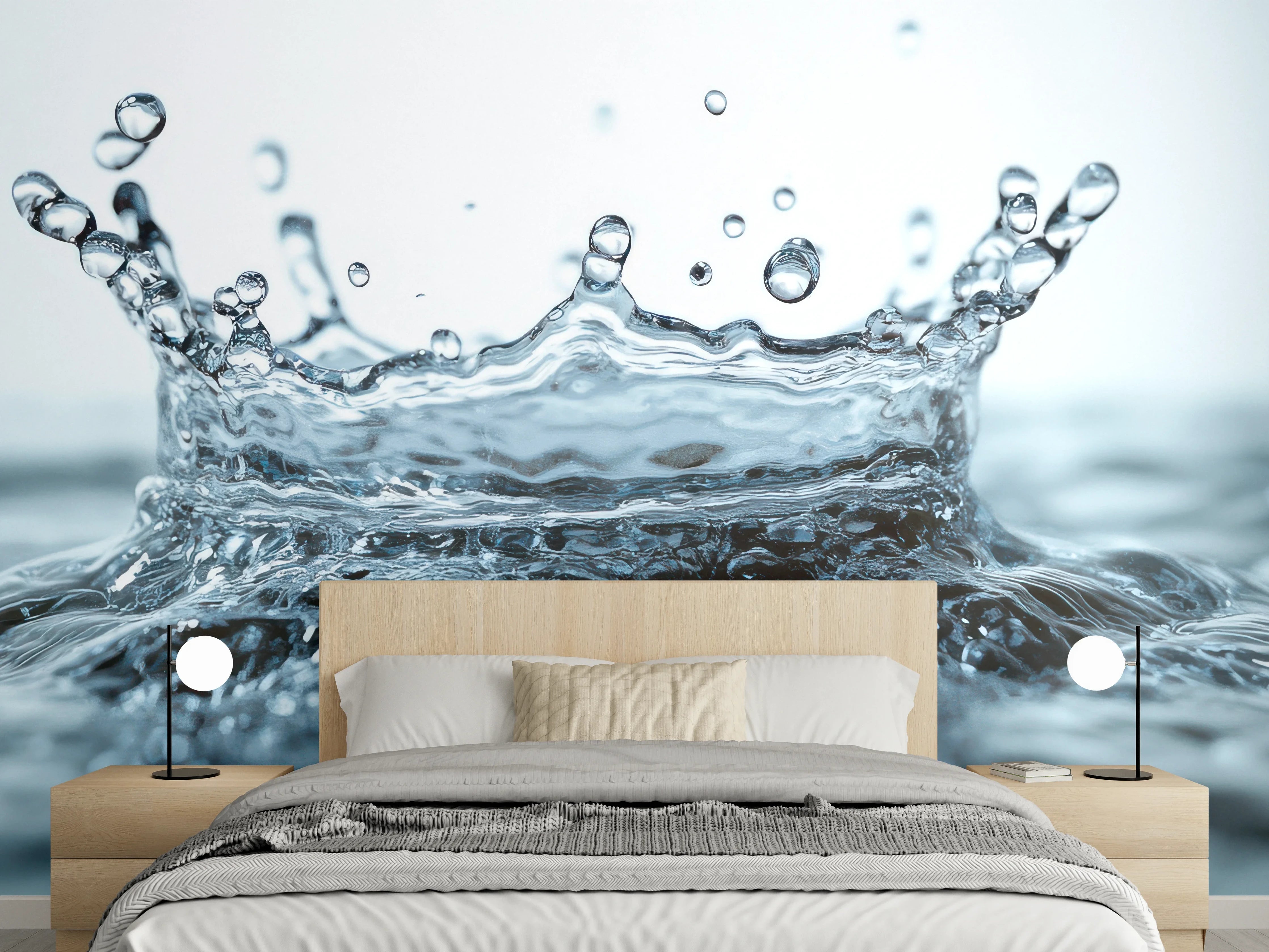 Wandverkleidung Schlafzimmer - Blauer Wasser-Splash