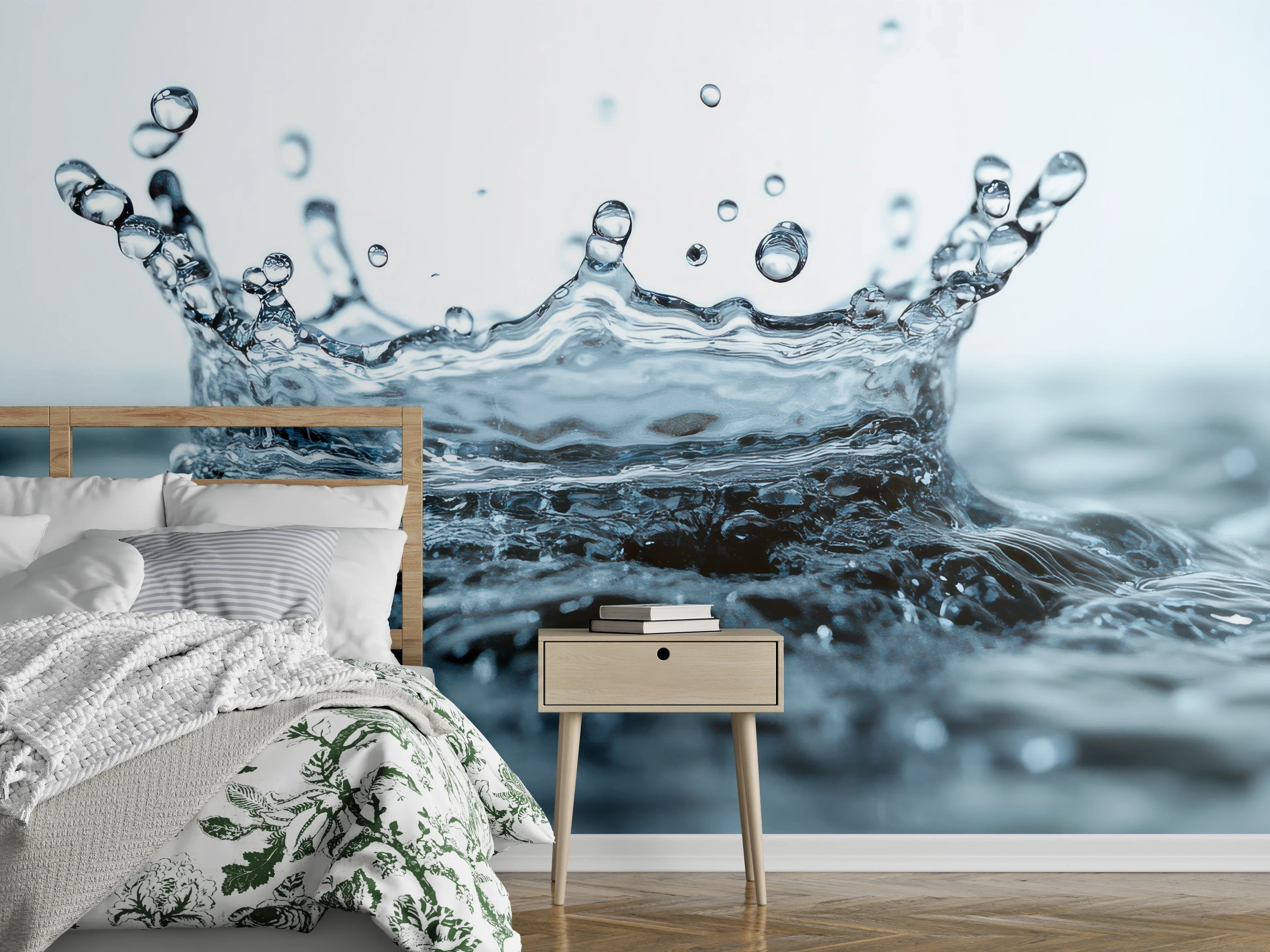 Wandverkleidung Schlafzimmer - Blauer Wasser-Splash