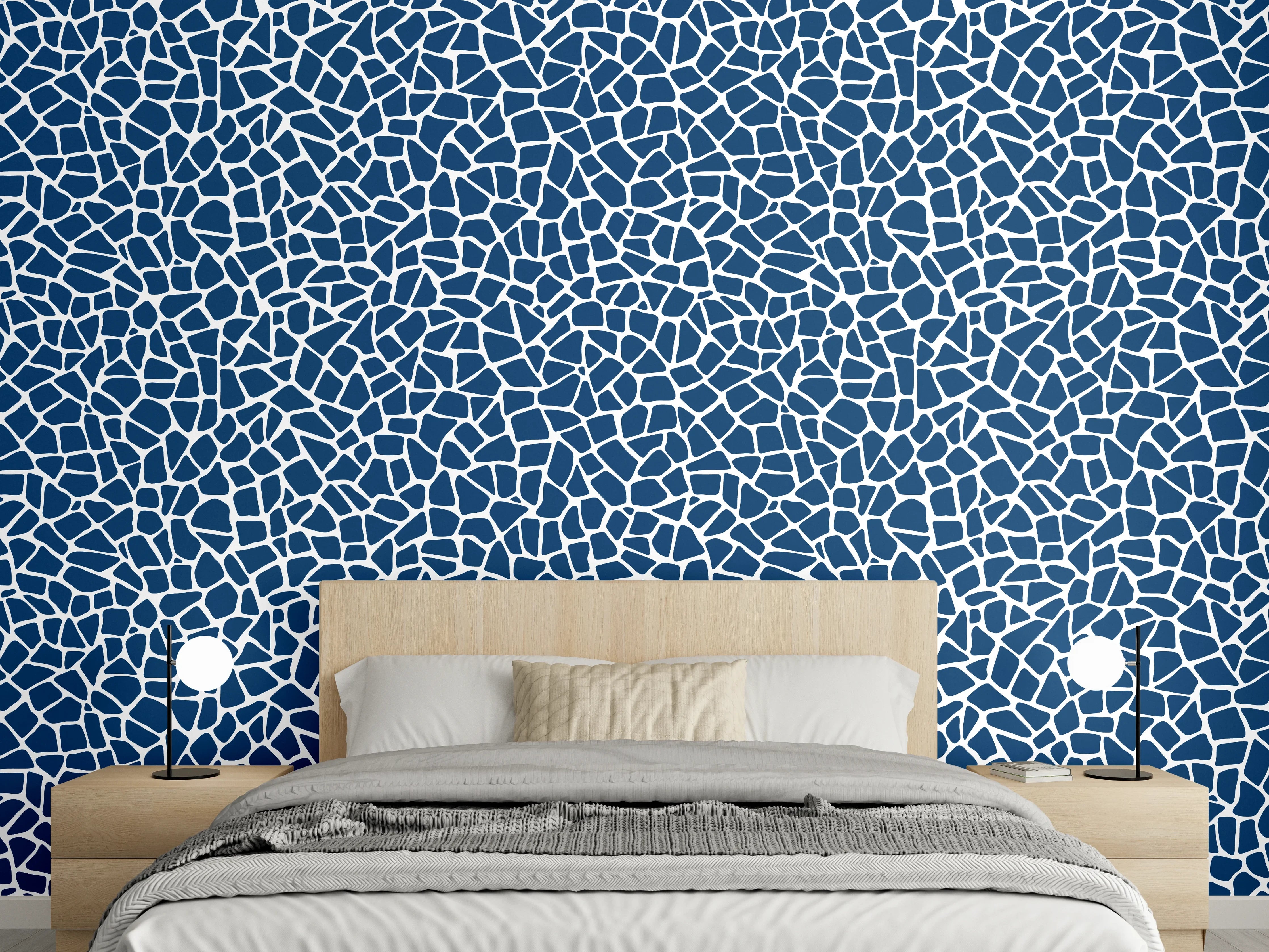 Wandverkleidung Schlafzimmer - Blaues Mosaikmuster: Moderne Wanddeko