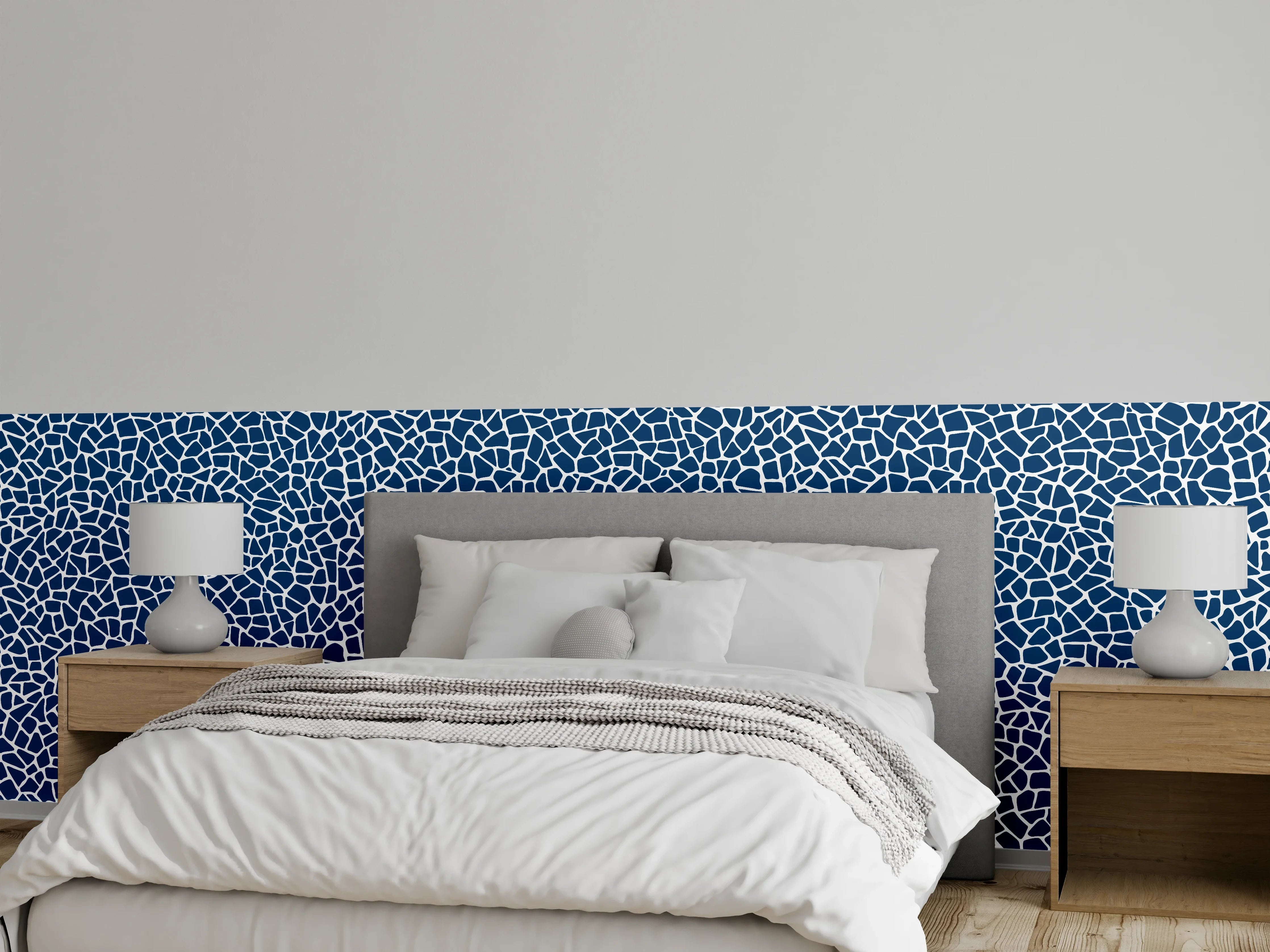 Wandverkleidung Schlafzimmer - Blaues Mosaikmuster: Moderne Wanddeko
