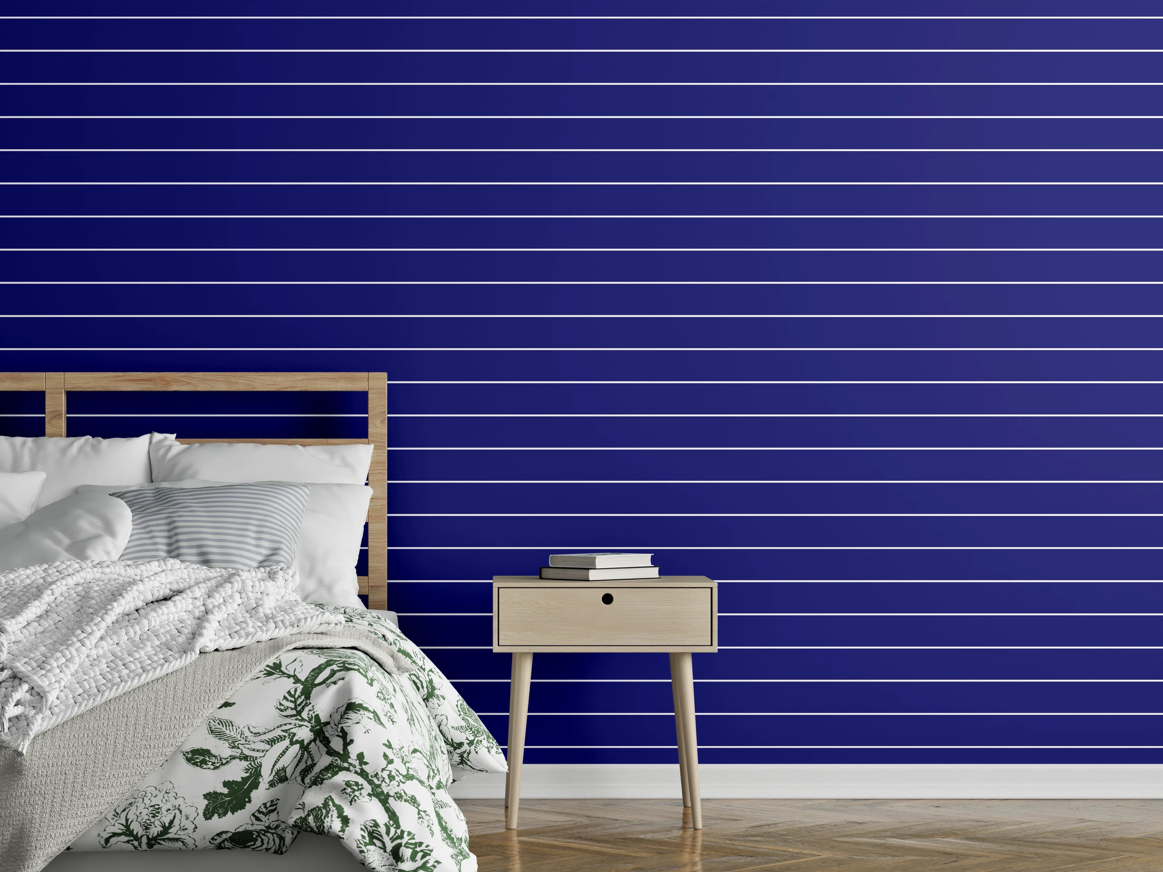 Wandverkleidung Schlafzimmer - Blaues Streifenmuster für moderne Räume