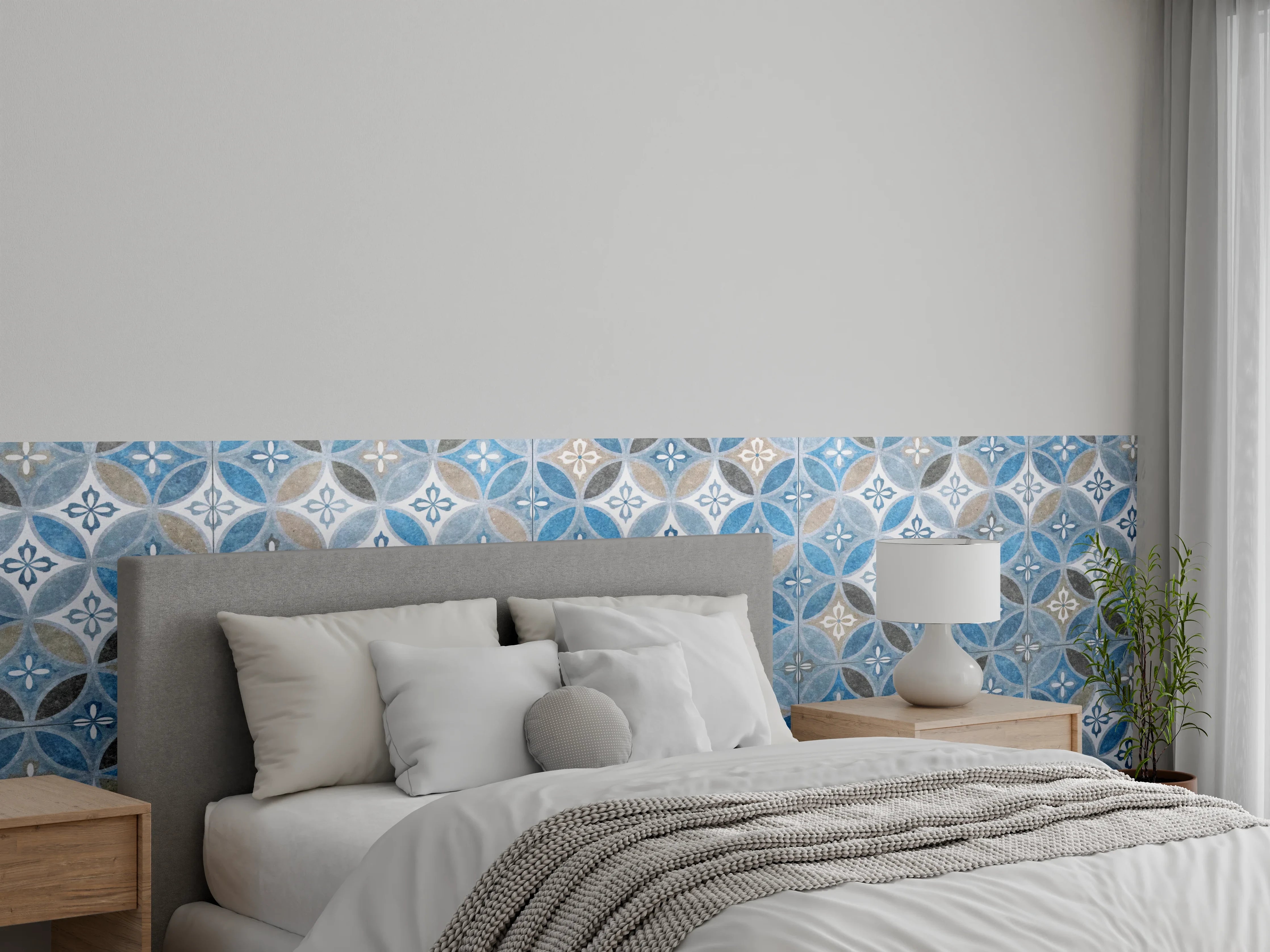 Wandverkleidung Schlafzimmer - Blaues Vintage Mosaik