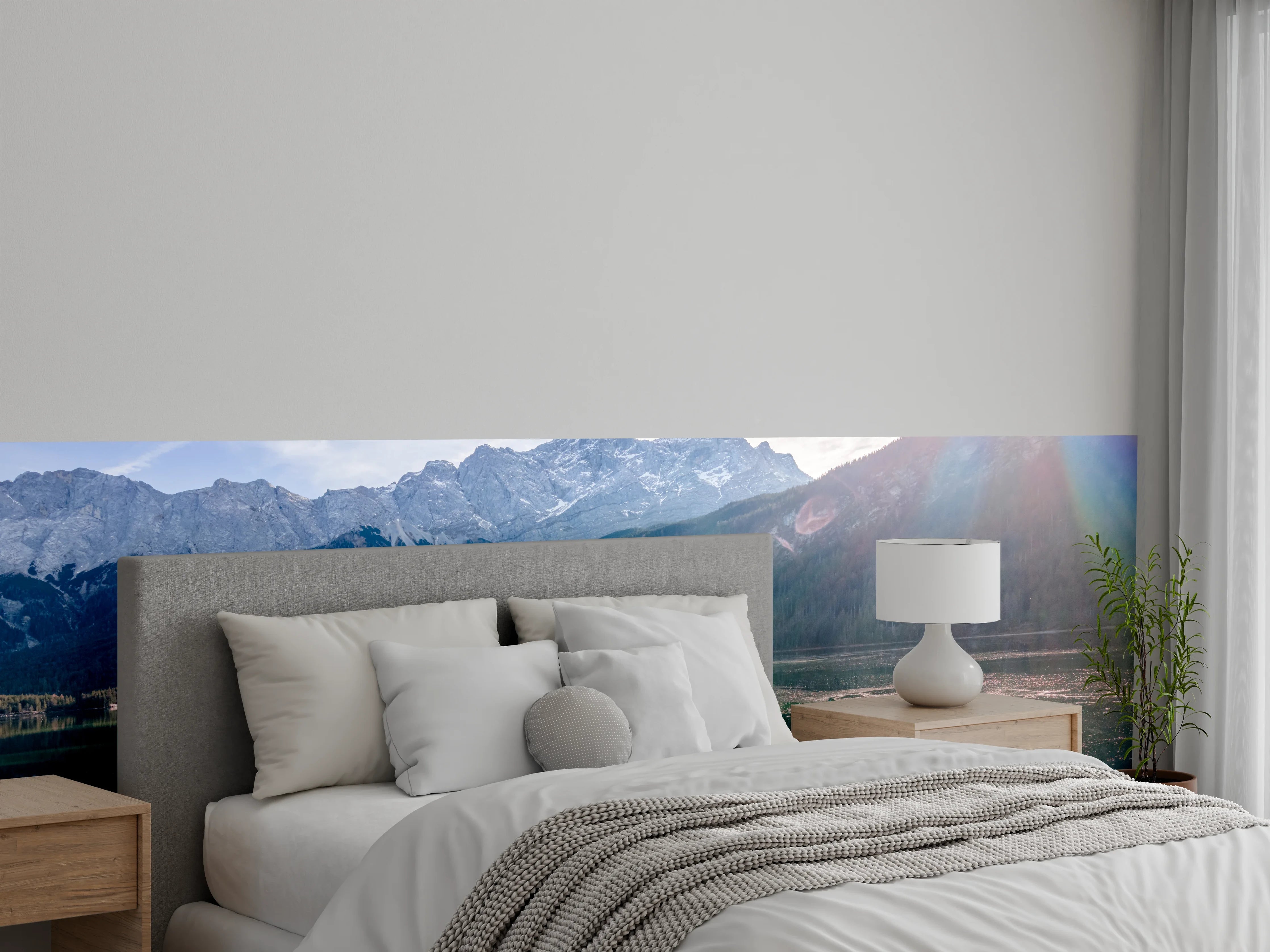 Wandverkleidung Schlafzimmer - Blick auf den Eibsee mit der Zugspitze im Hintergrund