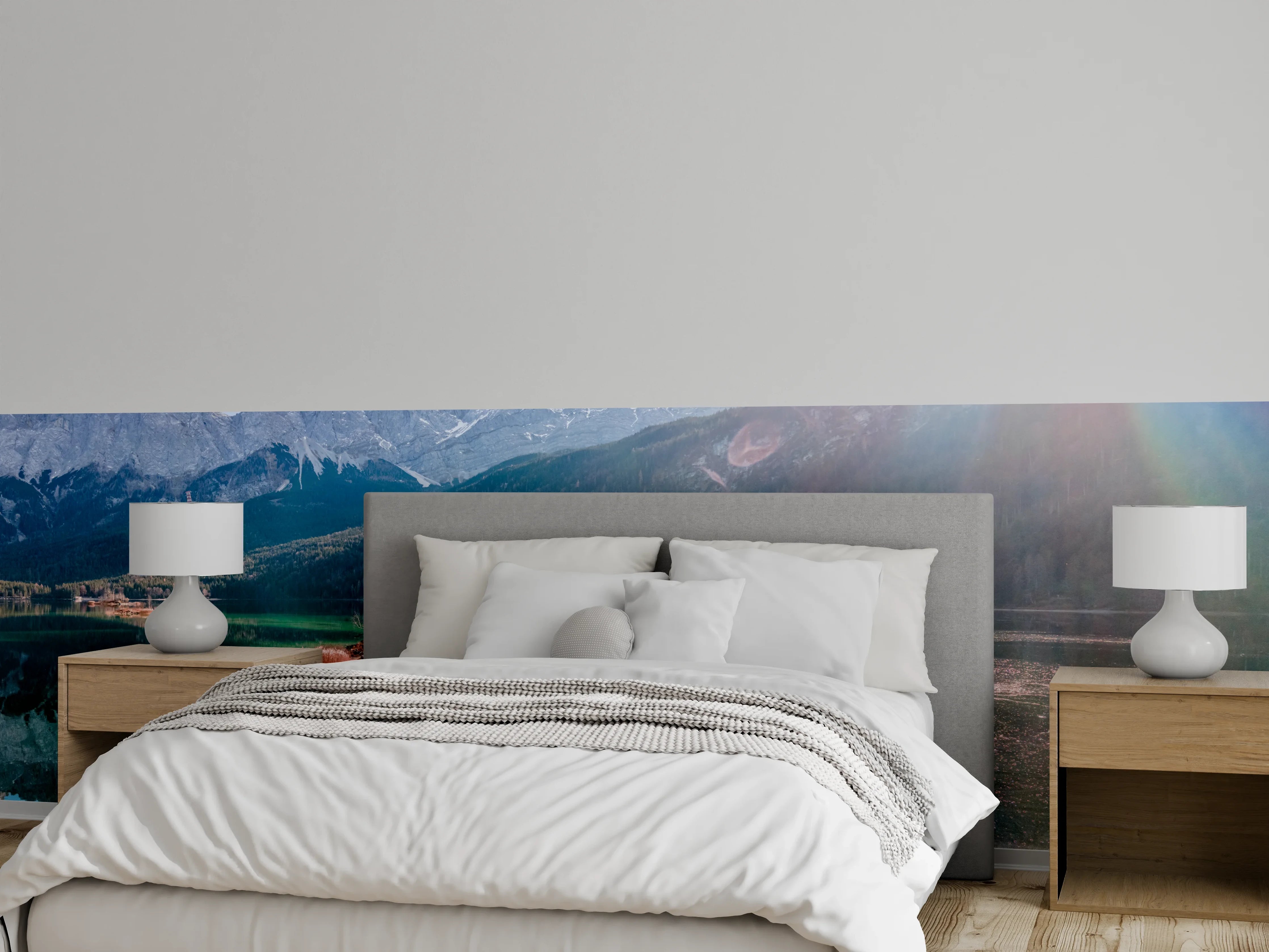 Wandverkleidung Schlafzimmer - Blick auf den Eibsee mit der Zugspitze im Hintergrund