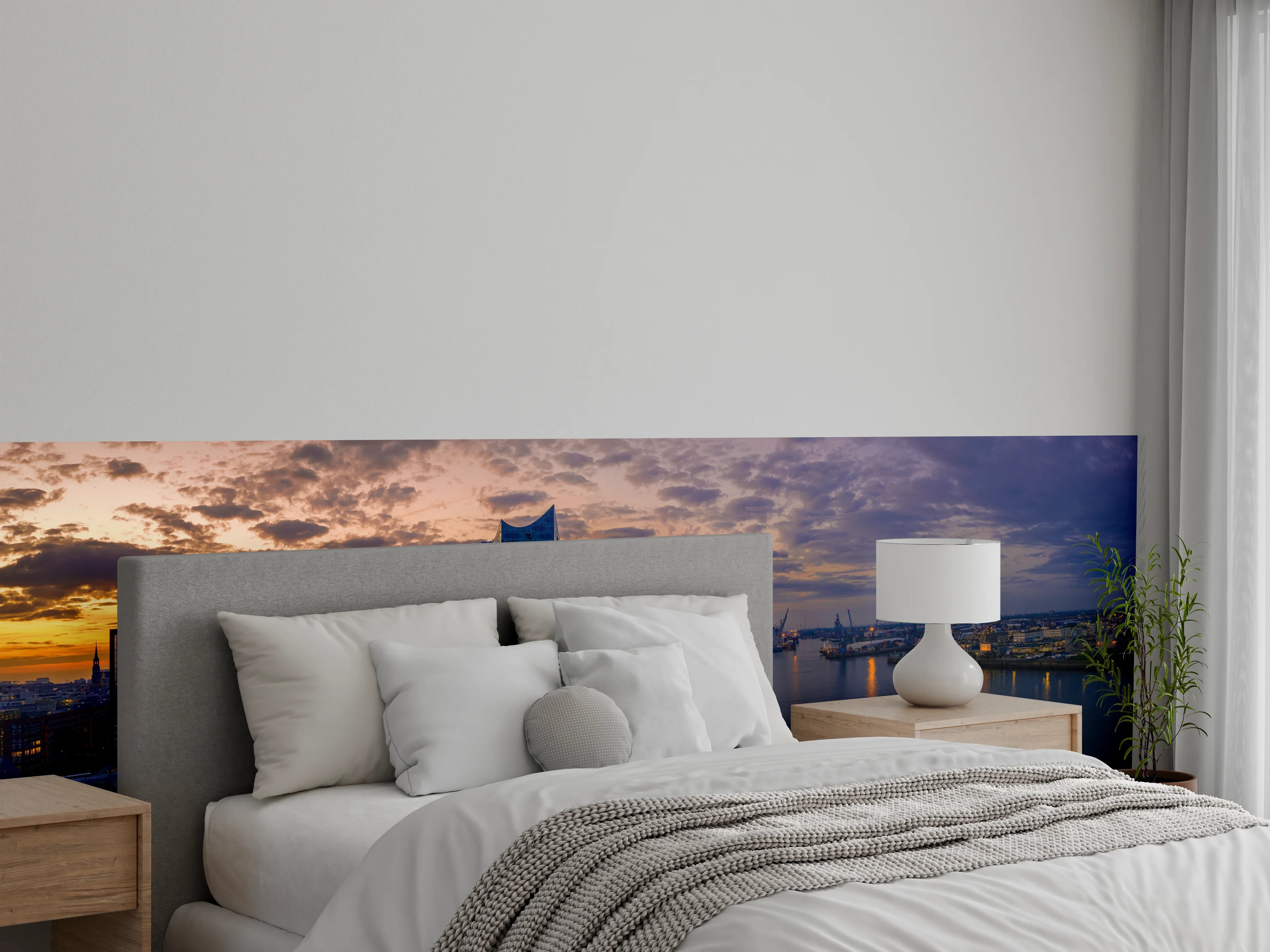Wandverkleidung Schlafzimmer - Blick auf die Elbphilharmonie - Hamburg