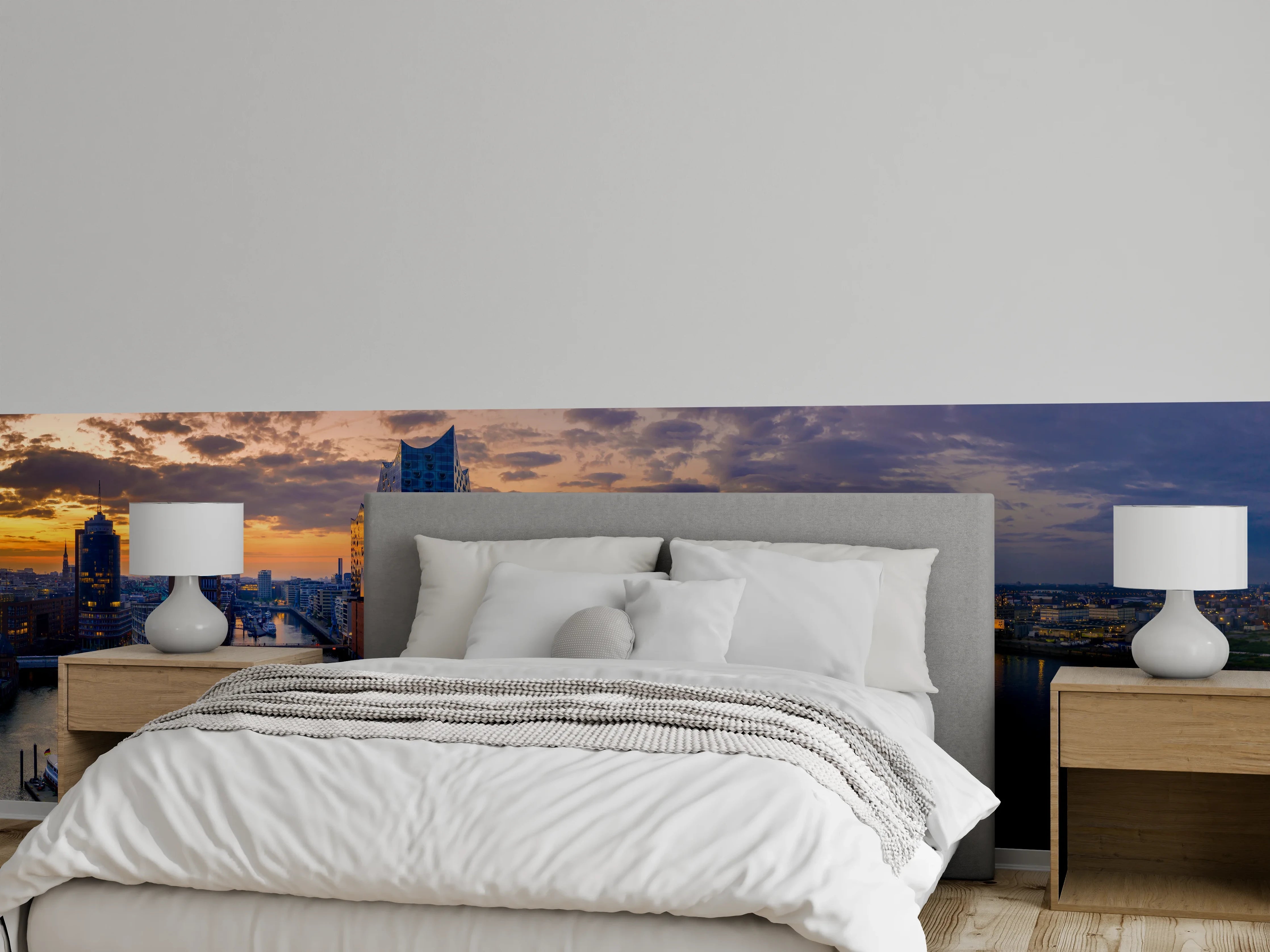 Wandverkleidung Schlafzimmer - Blick auf die Elbphilharmonie - Hamburg