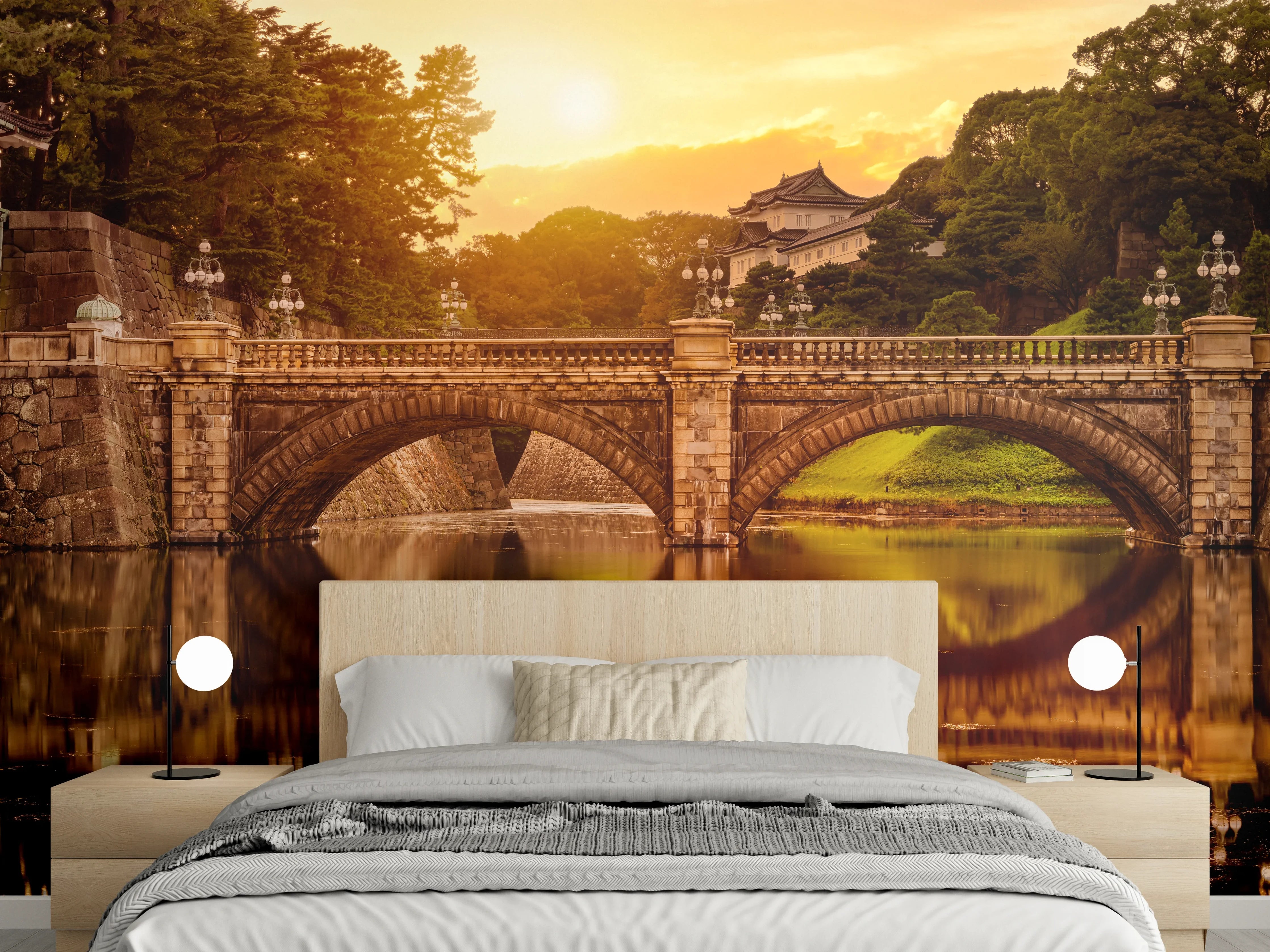 Wandverkleidung Schlafzimmer - Blick auf die Nijubashi-Brücke in Tokio