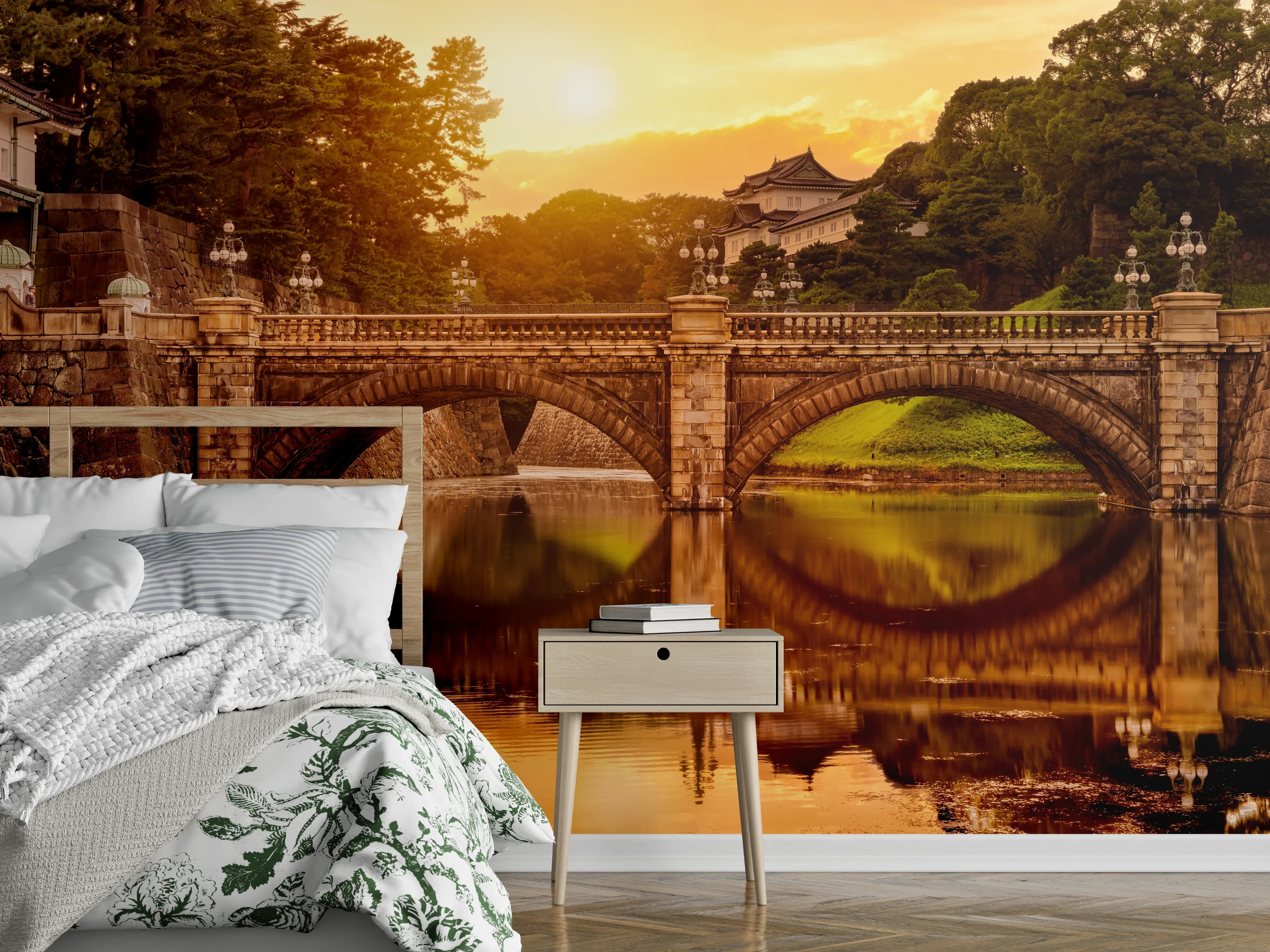 Wandverkleidung Schlafzimmer - Blick auf die Nijubashi-Brücke in Tokio