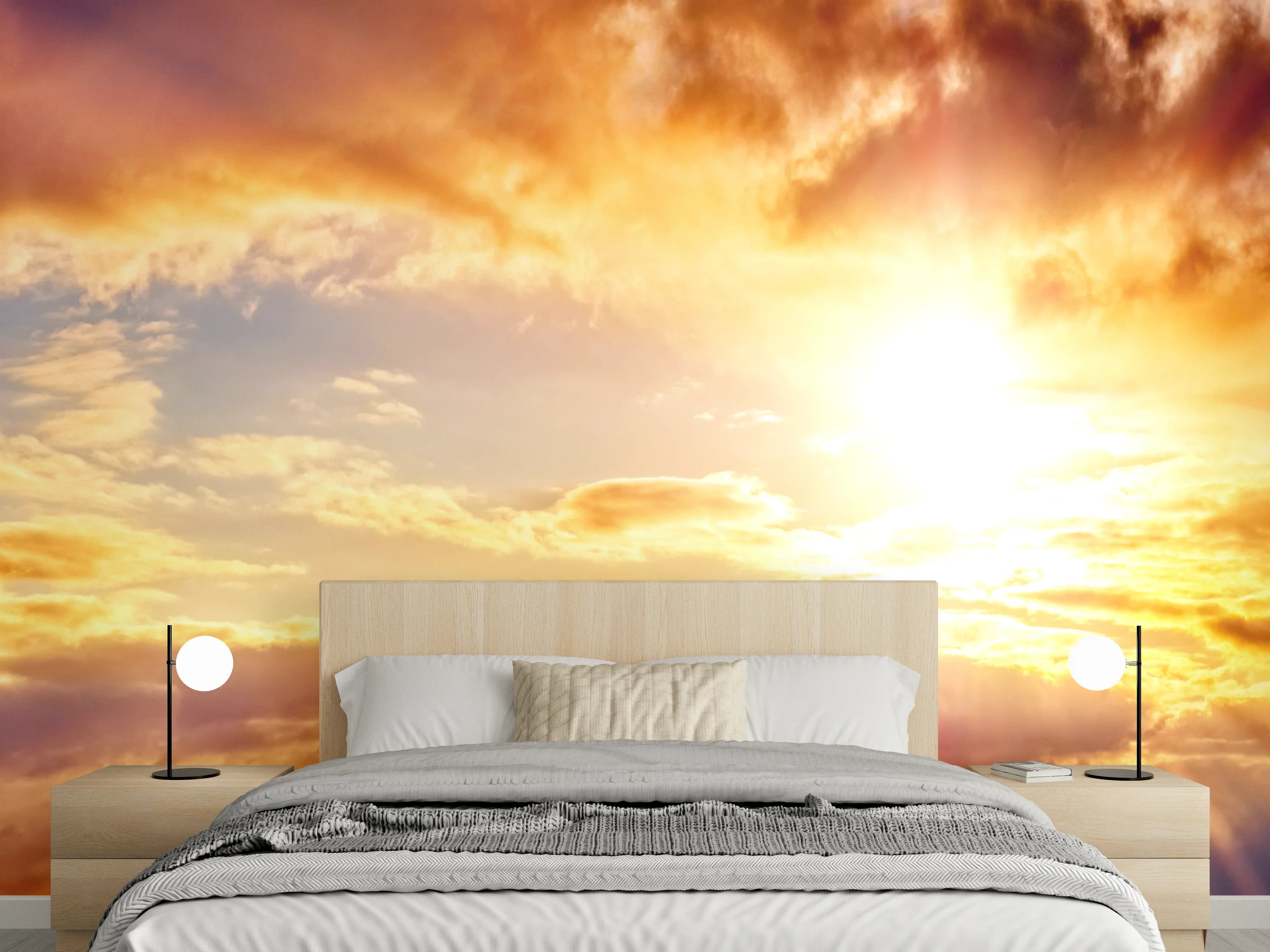 Wandverkleidung Schlafzimmer - Blick zum schönen Sonnenuntergang