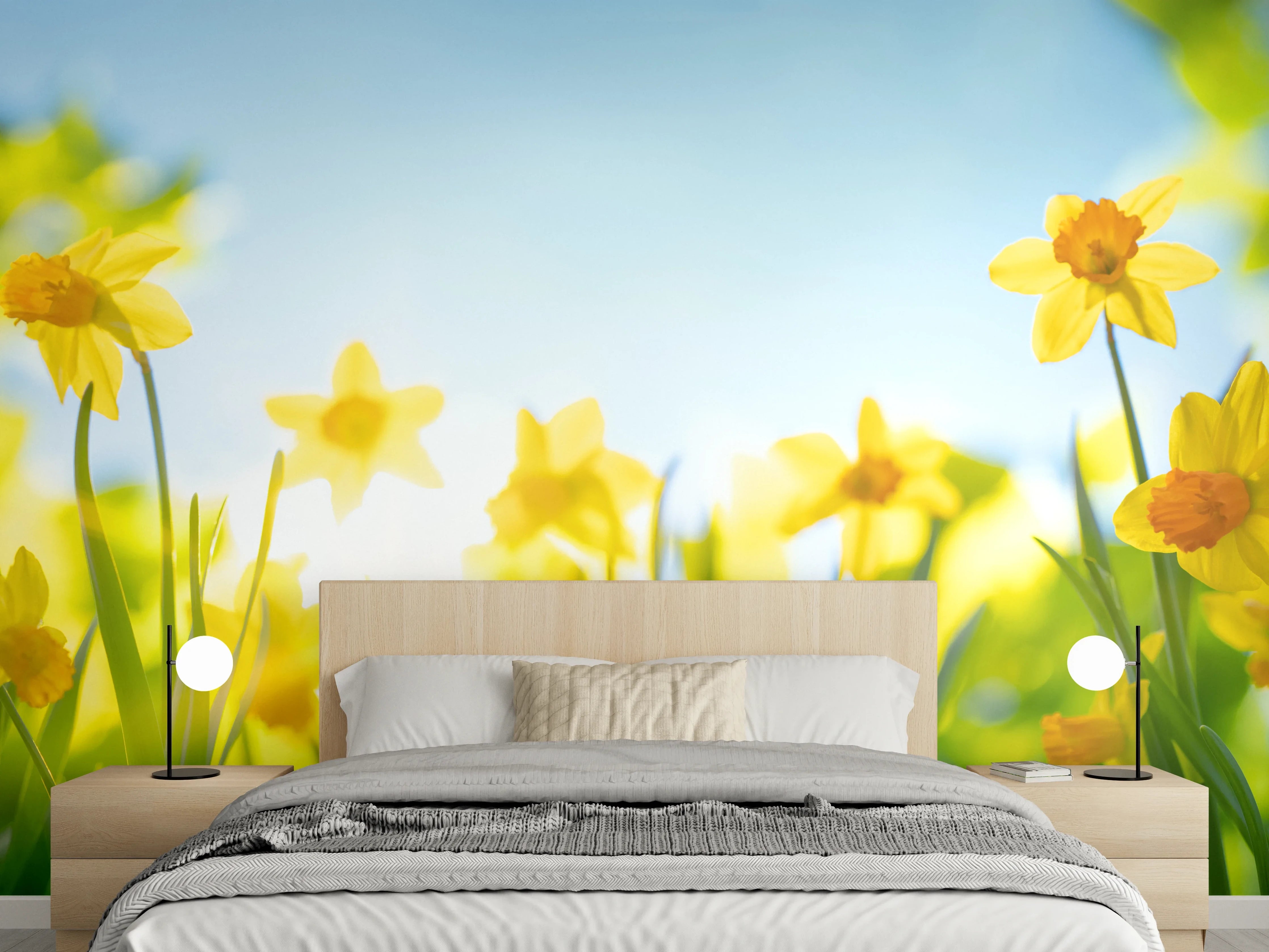 Wandverkleidung Schlafzimmer - Blühende Frühlings-Narzissen