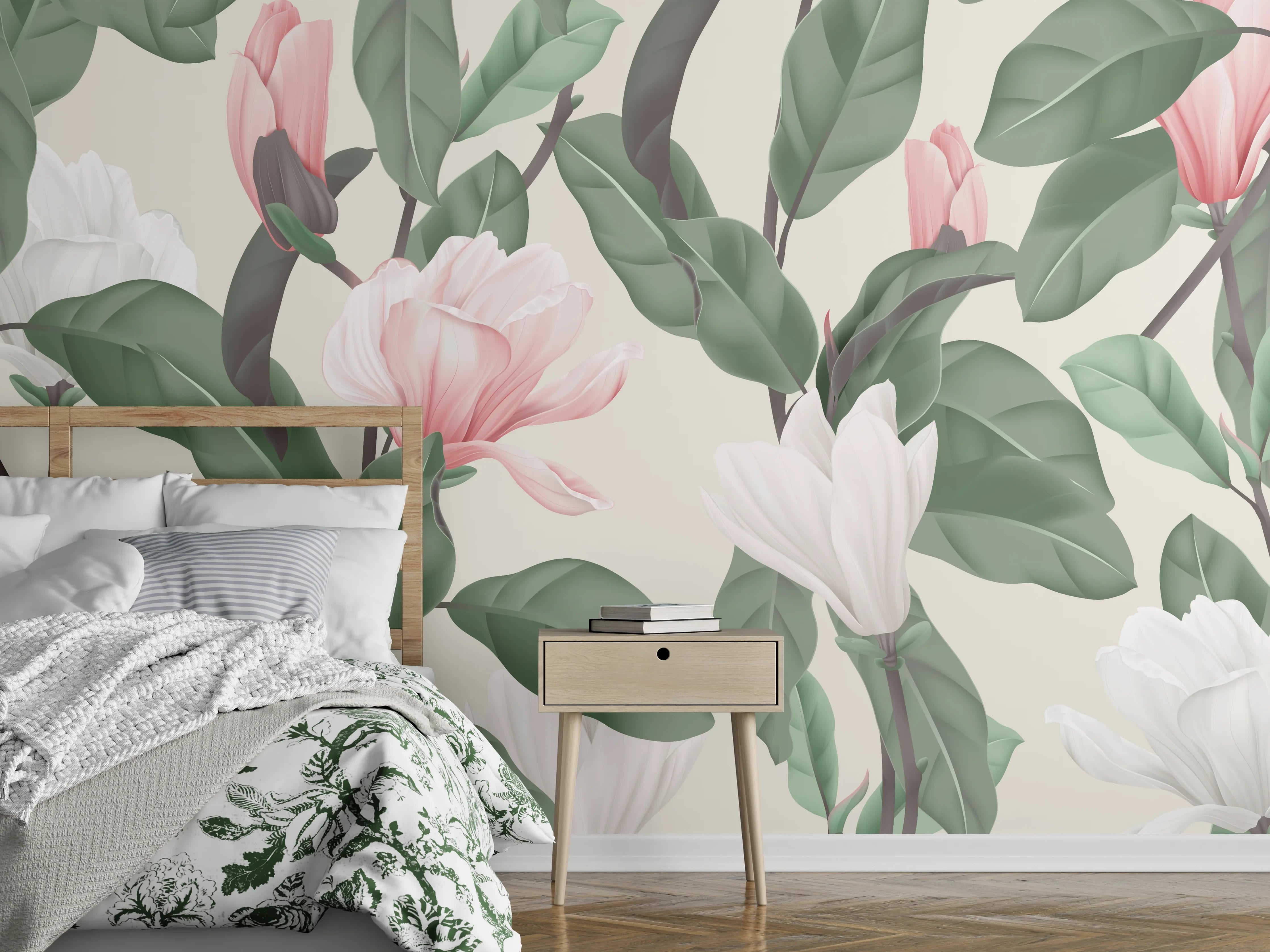 Wandverkleidung Schlafzimmer - Blüten - wild & wunderschön