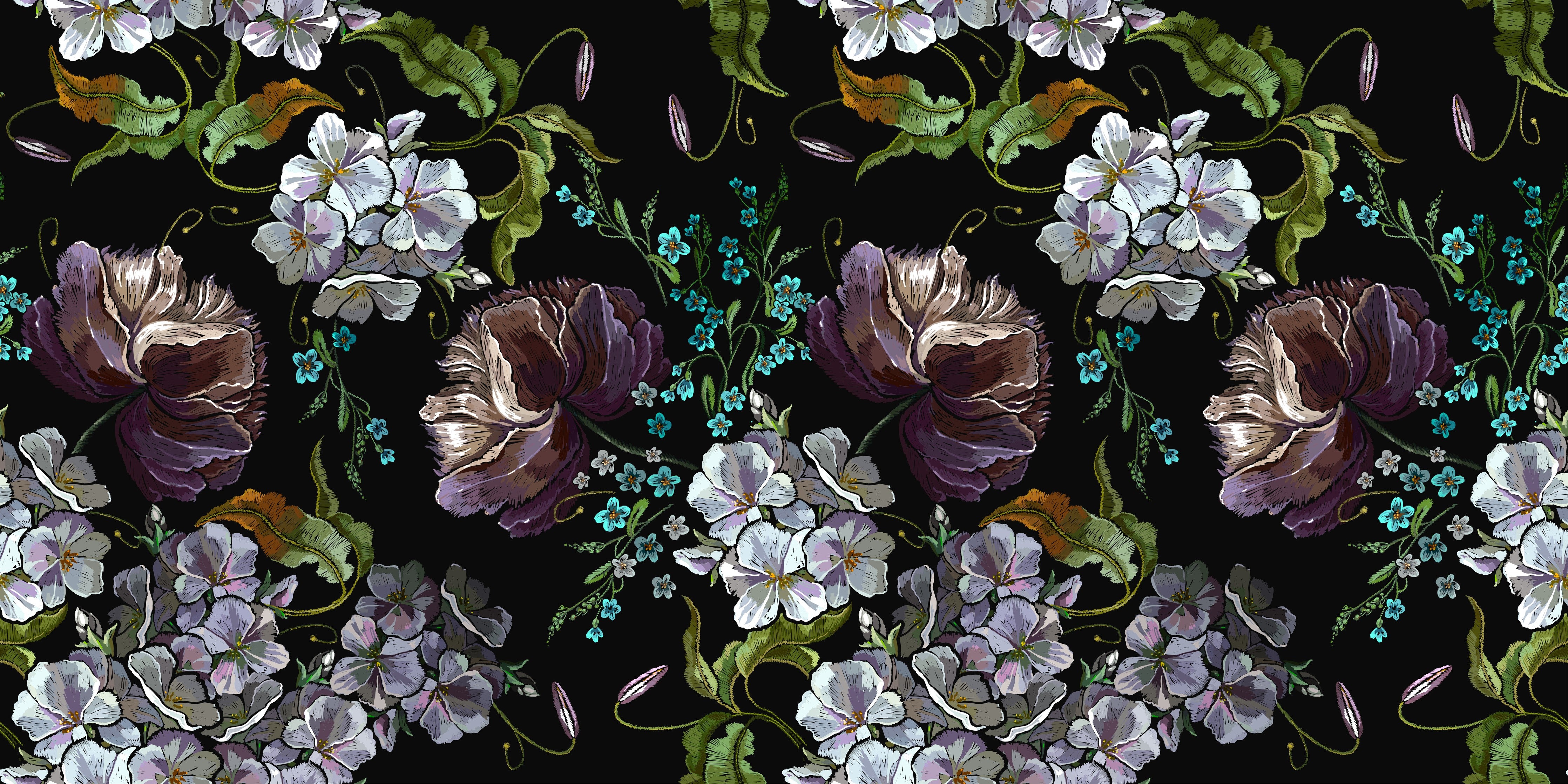 Wandverkleidung Schlafzimmer-Blüten in der Nacht