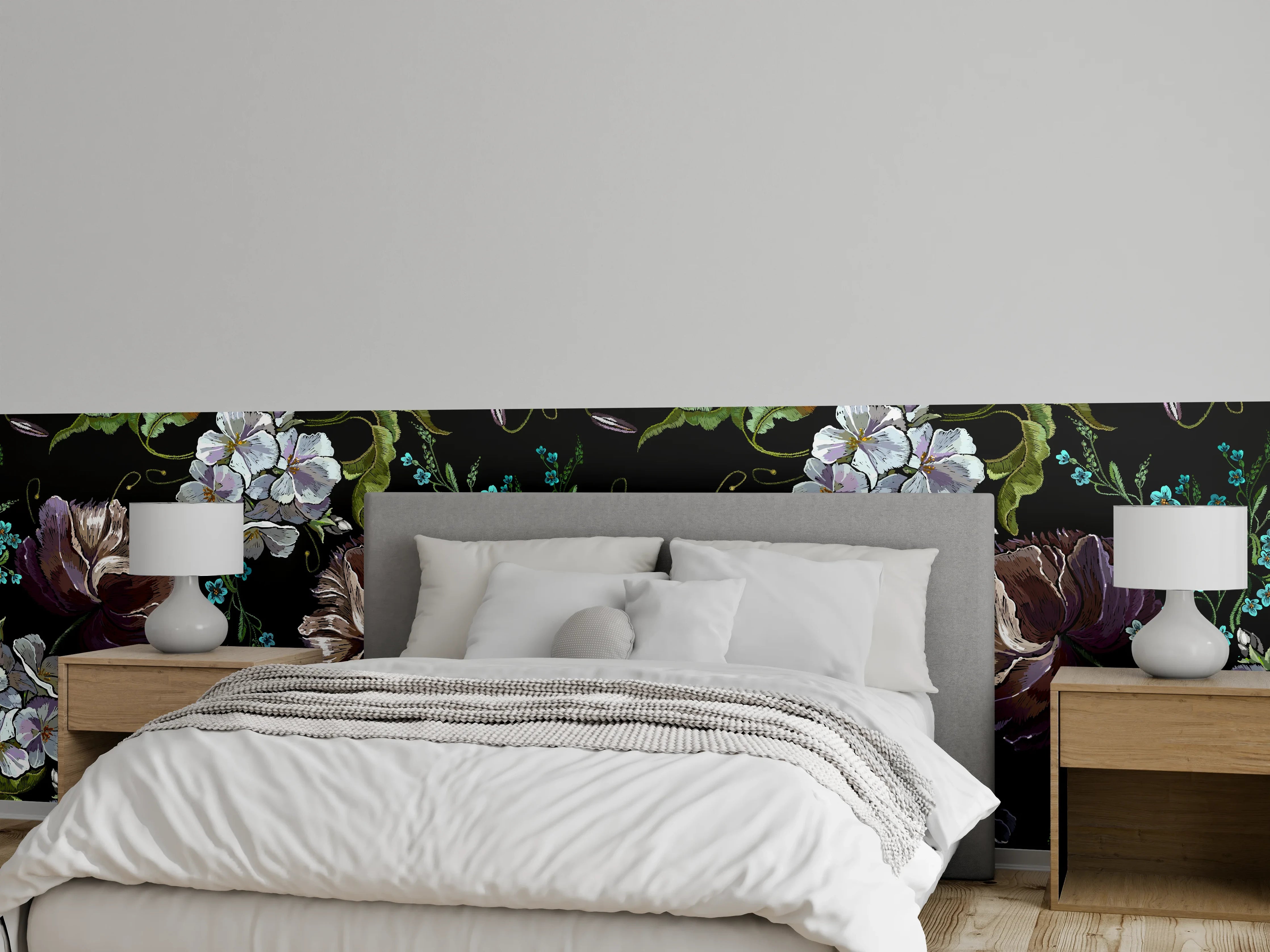 Wandverkleidung Schlafzimmer - Blüten in der Nacht
