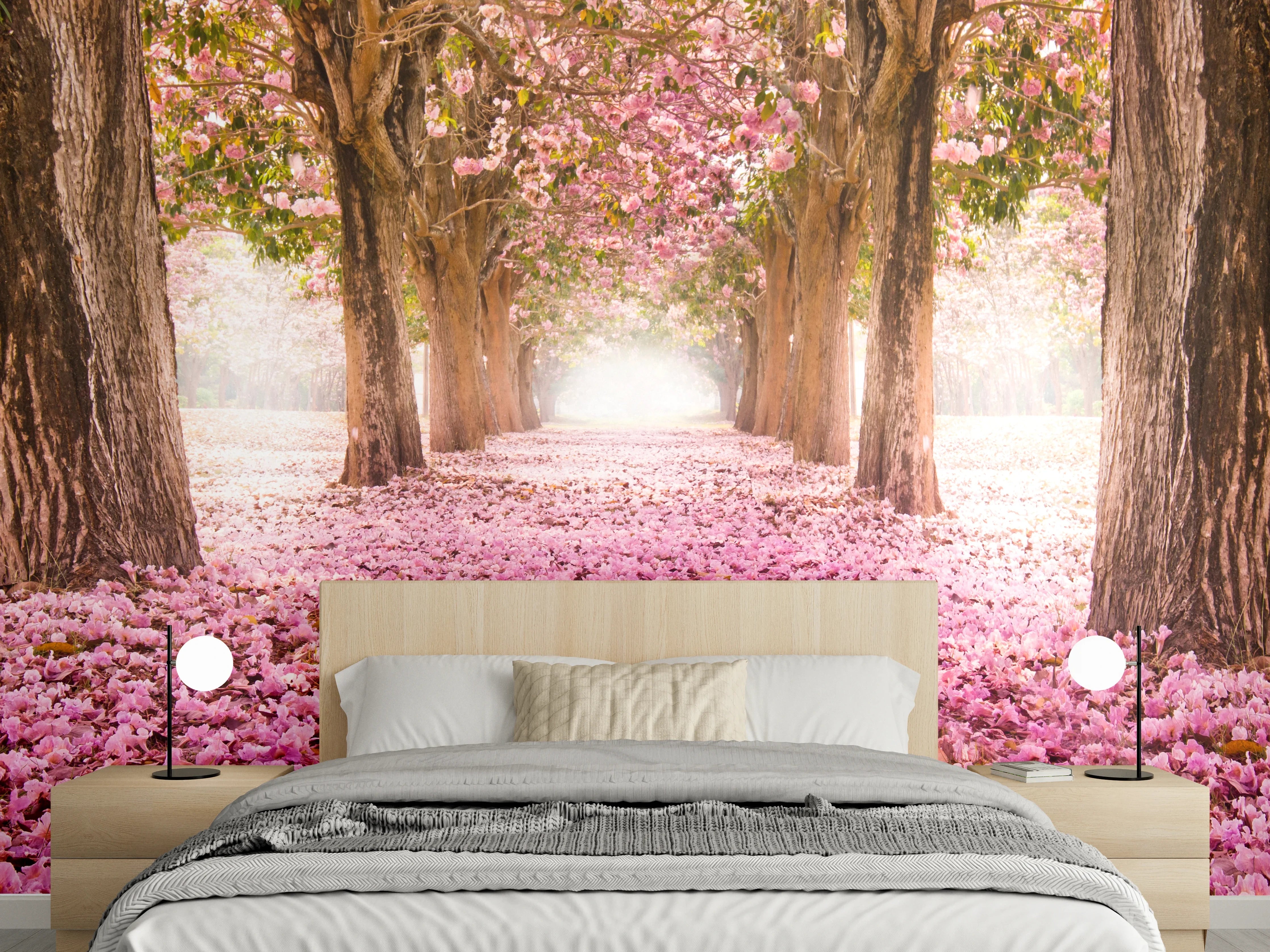 Wandverkleidung Schlafzimmer - Blütenzauber: Frühling im Kirschblütenwald