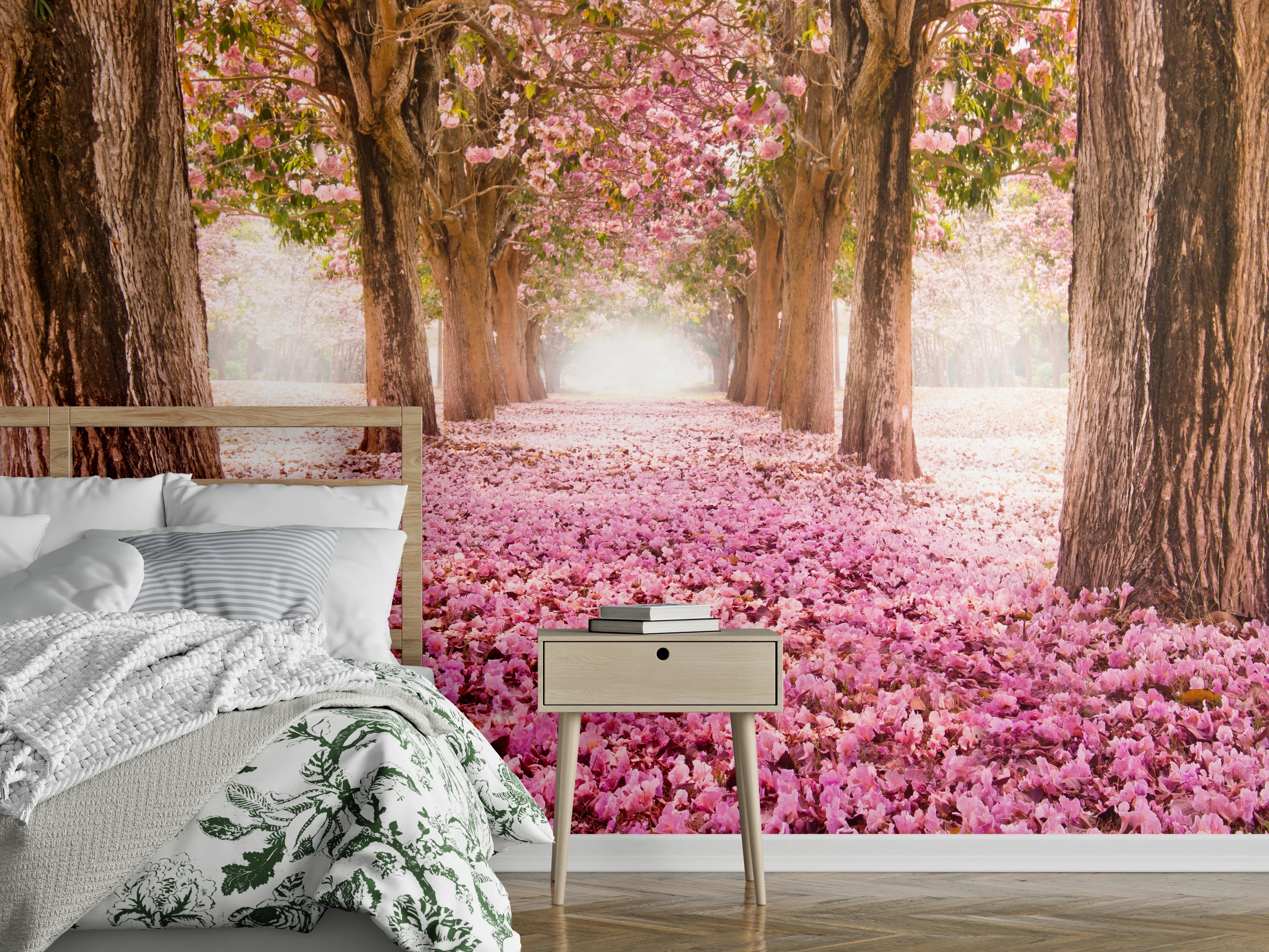 Wandverkleidung Schlafzimmer - Blütenzauber: Frühling im Kirschblütenwald