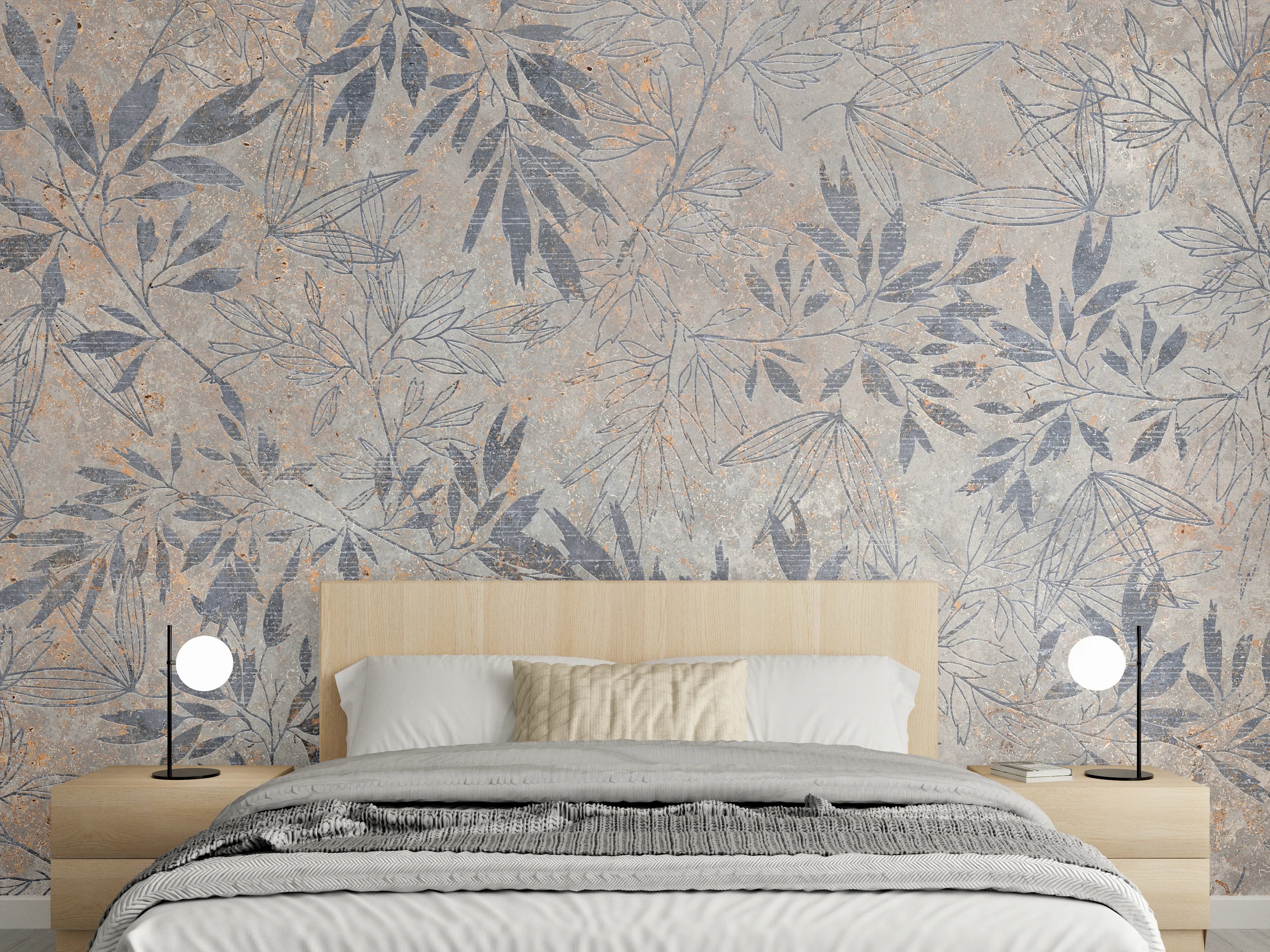 Wandverkleidung Schlafzimmer - Blumen auf alten weißen Wandhintergrund