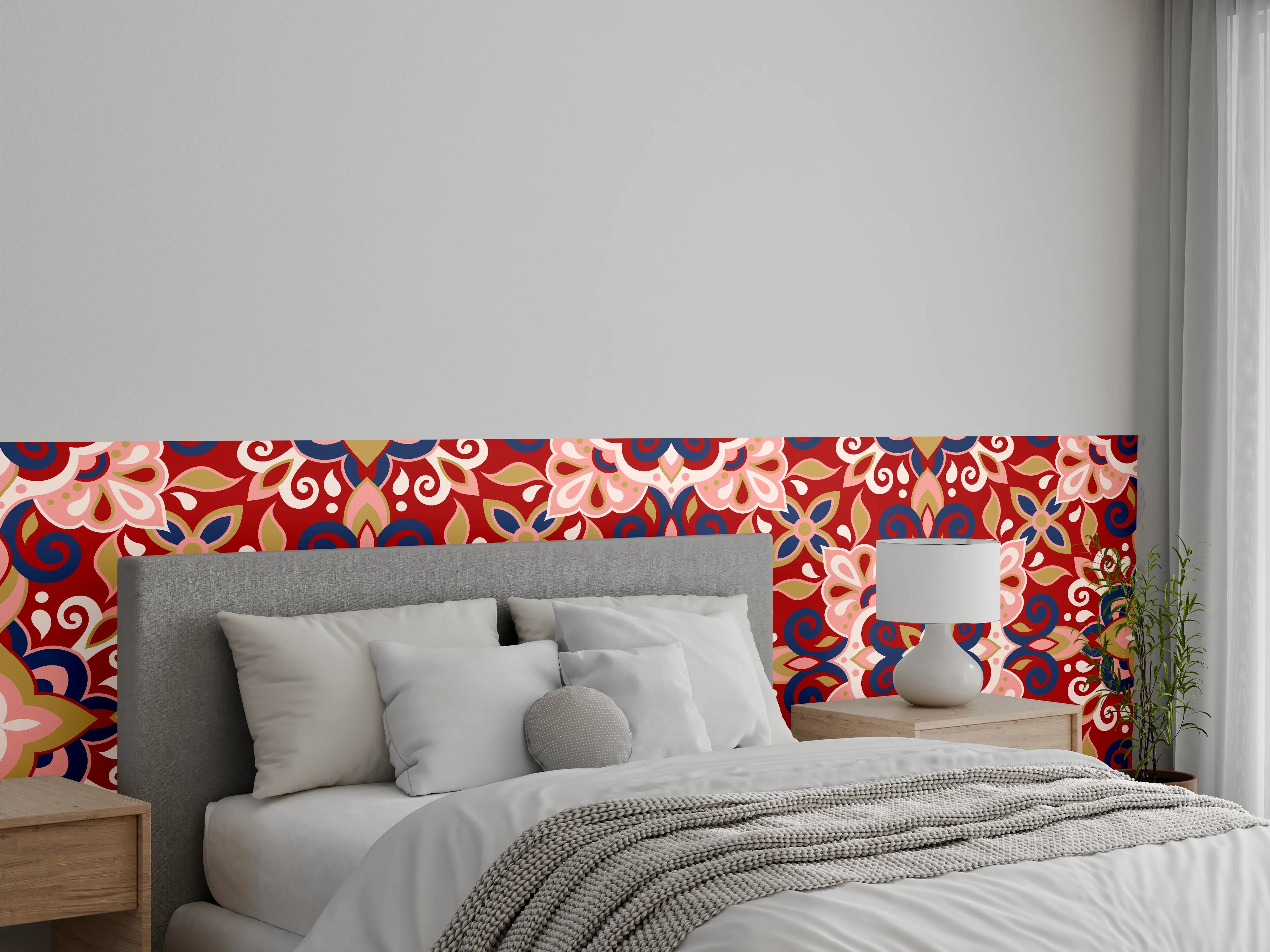 Wandverkleidung Schlafzimmer - Blumige Fliesen