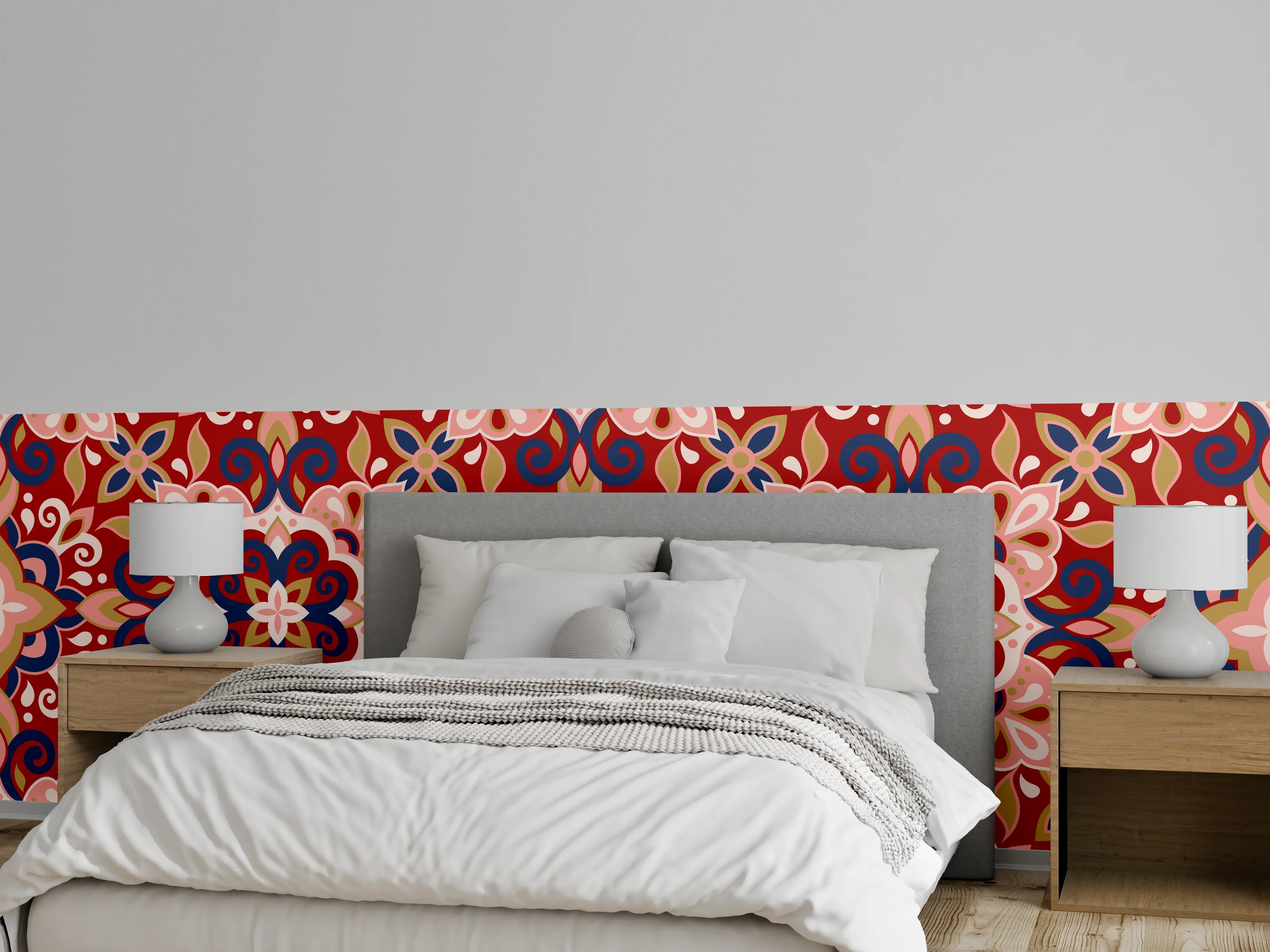 Wandverkleidung Schlafzimmer - Blumige Fliesen