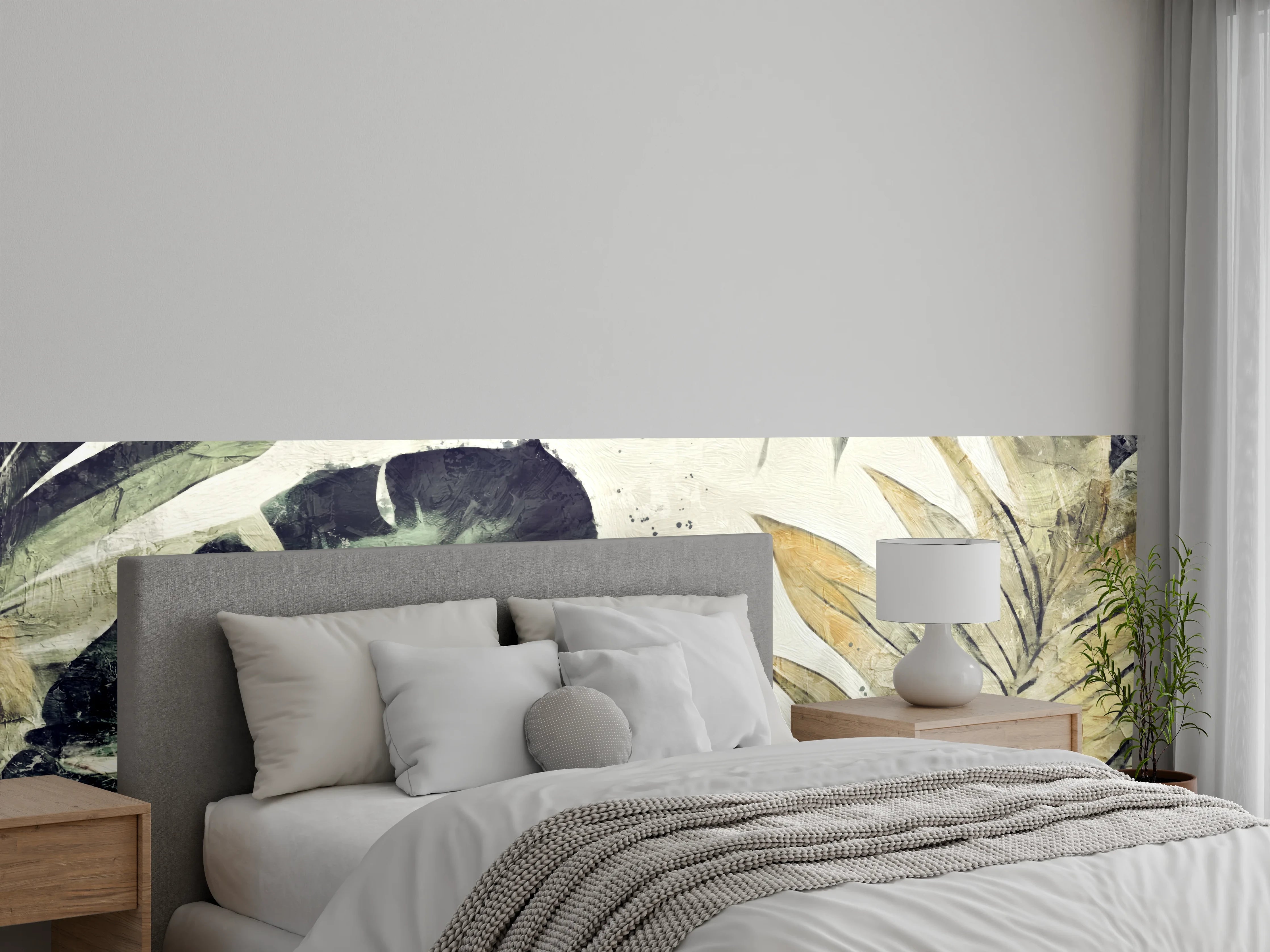 Wandverkleidung Schlafzimmer - Botanisches Dschungel Aquarell Design